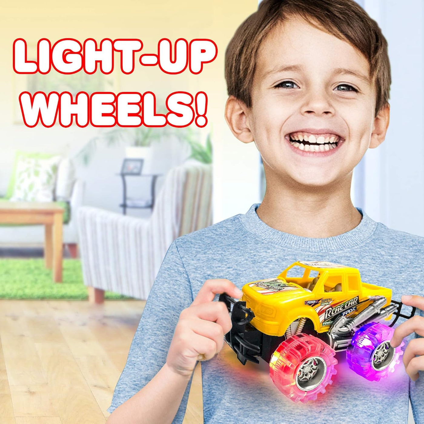 Light Up Monster Truck Toy Set – 4-Pack for Kids Ages 3+