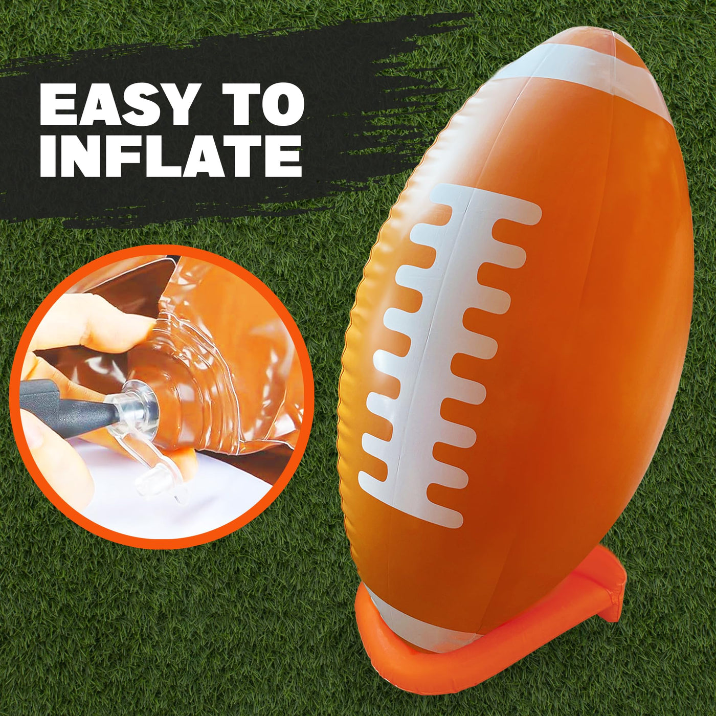 36" Giant Jumbo Inflatable Football with Tee Stand - Large Inflatable Football for Superbowl Party Decorations - Blow Up Football Decor for Tailgates