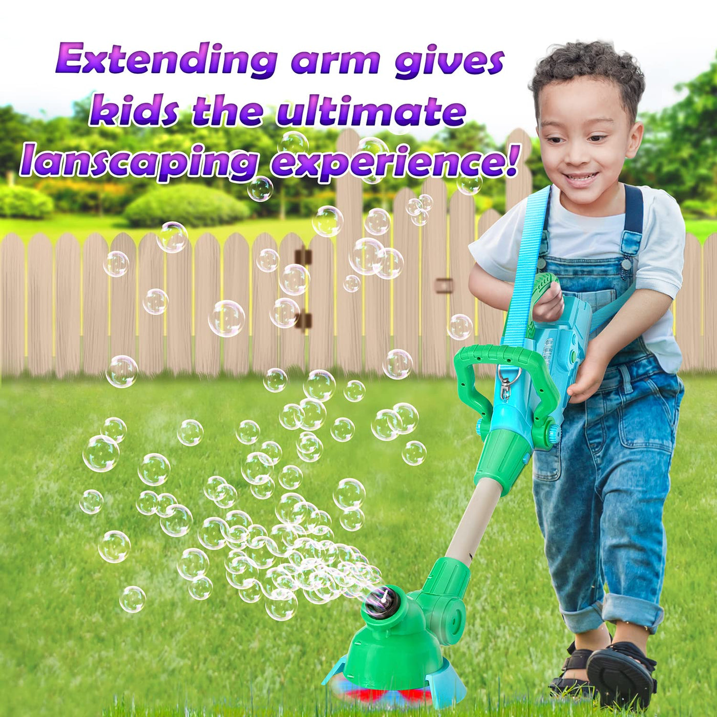 Weed Wacker Bubble Machine for Kids - Electronic Weed Eater Toy with Bubble Solution Included, Grass Trimmer Toy with Lights & Sounds