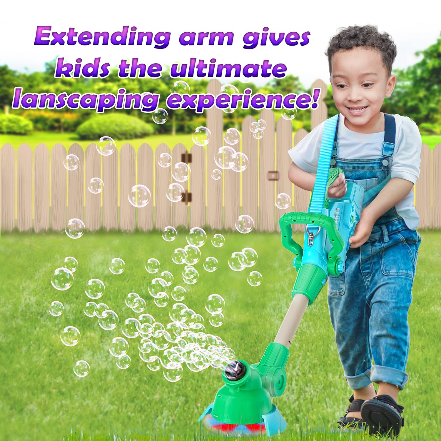 Weed Wacker Bubble Machine for Kids - Electronic Weed Eater Toy with Bubble Solution Included, Grass Trimmer Toy with Lights & Sounds