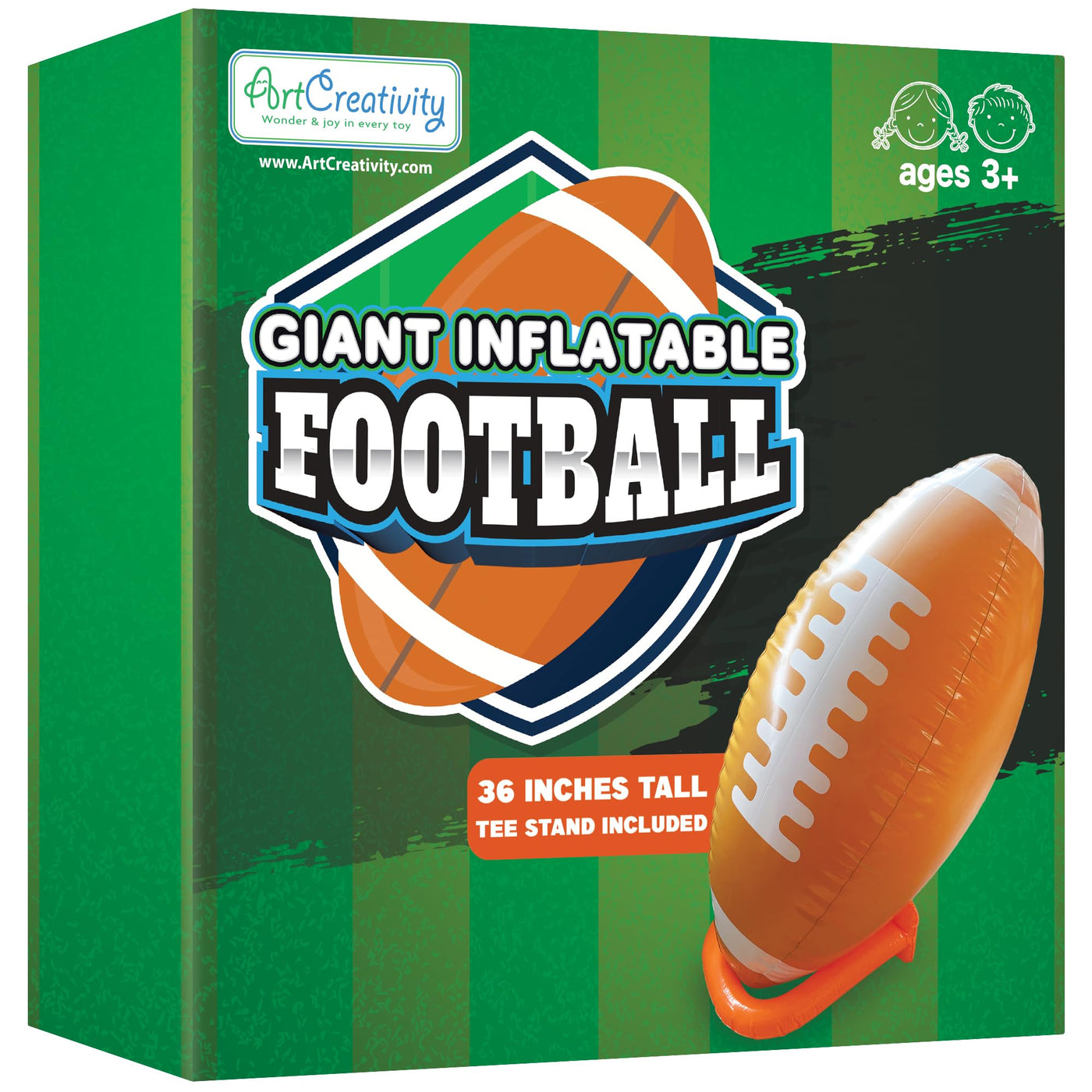 36" Giant Jumbo Inflatable Football with Tee Stand - Large Inflatable Football for Superbowl Party Decorations - Blow Up Football Decor for Tailgates