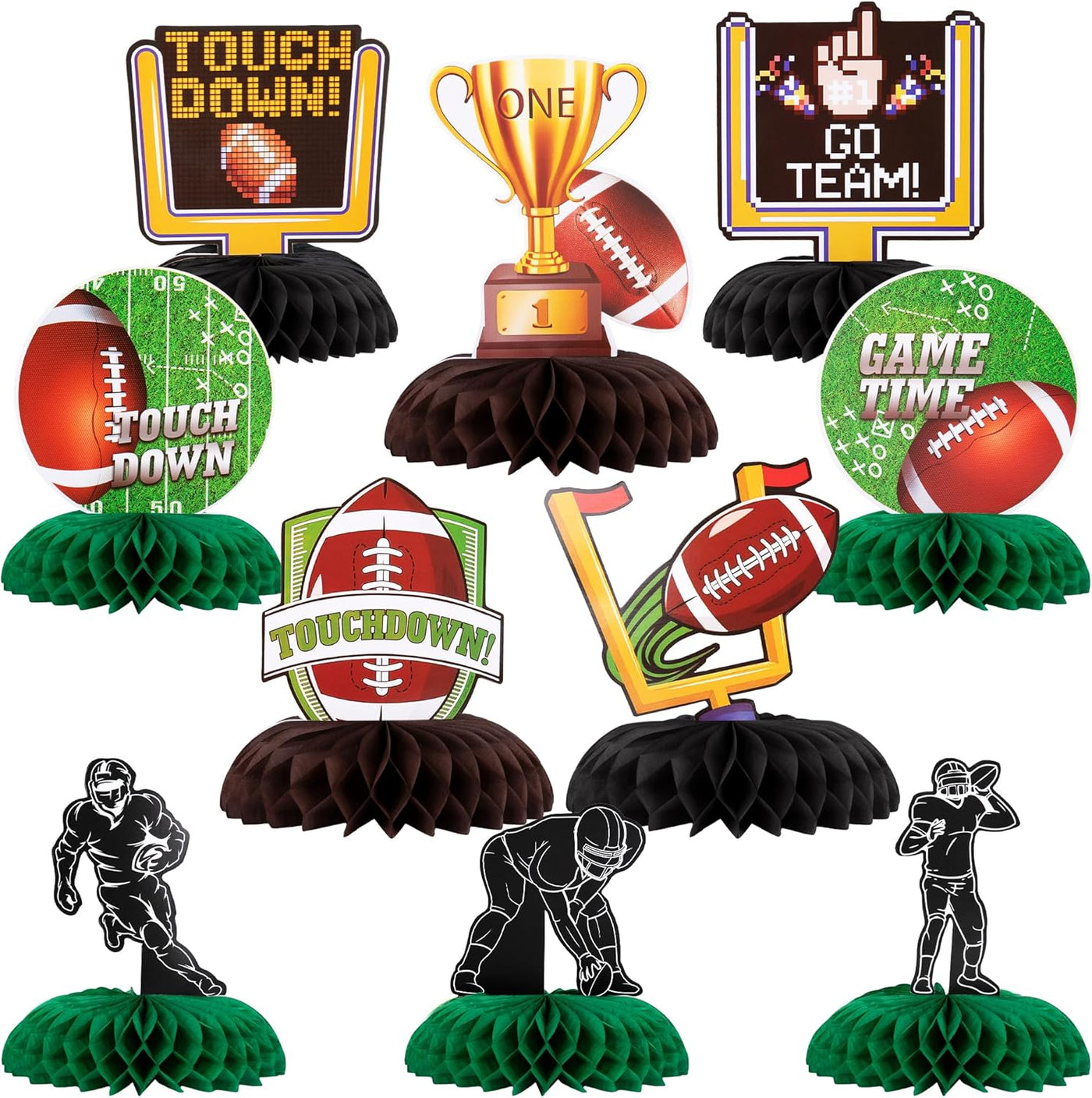 Football Centerpieces for Table - Set of 10 - Superbowl Football Party Table Centerpiece Decoration - Super Bowl Football Table Party Supplies - Football Birthday Party Centerpiece Decor