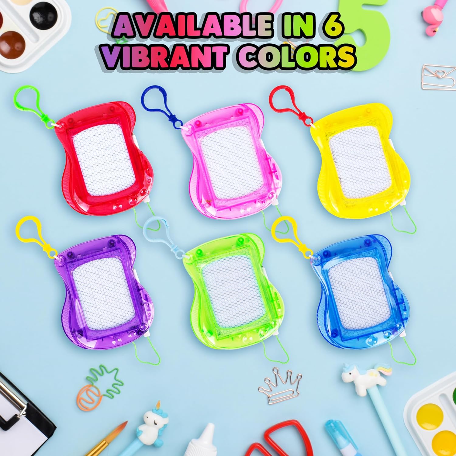 Mini Magnetic Drawing Boards - Set of 12 Mini Doodle Boards - Kids Erasable Magnetic Drawing Boards with Zip Tie Keychain Boost Creativity, Fine Motor Skills - Keychain Party Favors
