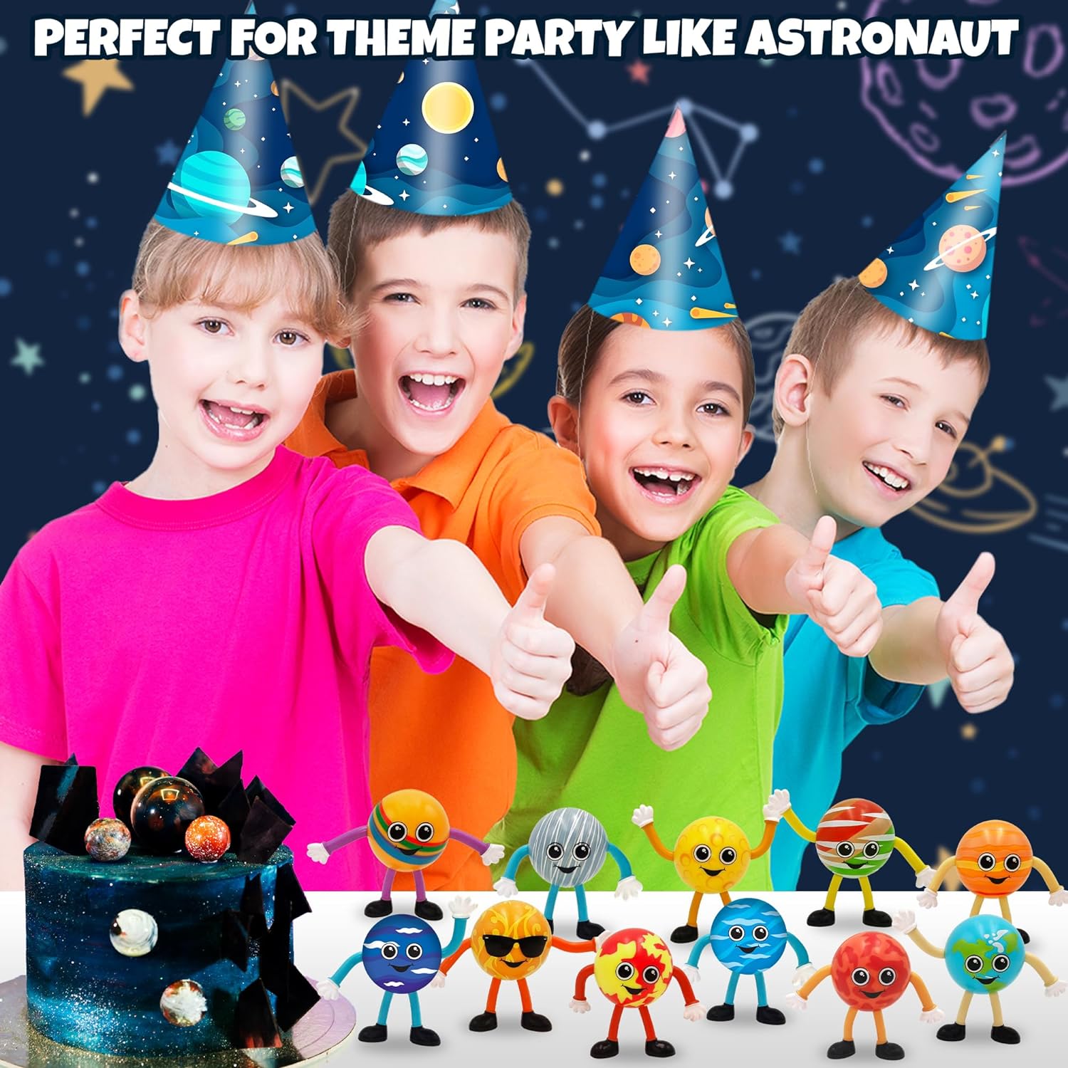 Solar System Educational Toys for Kids, 2.75" Bendable Planet Figurines -  Space Toy for Kids (9 figurines)