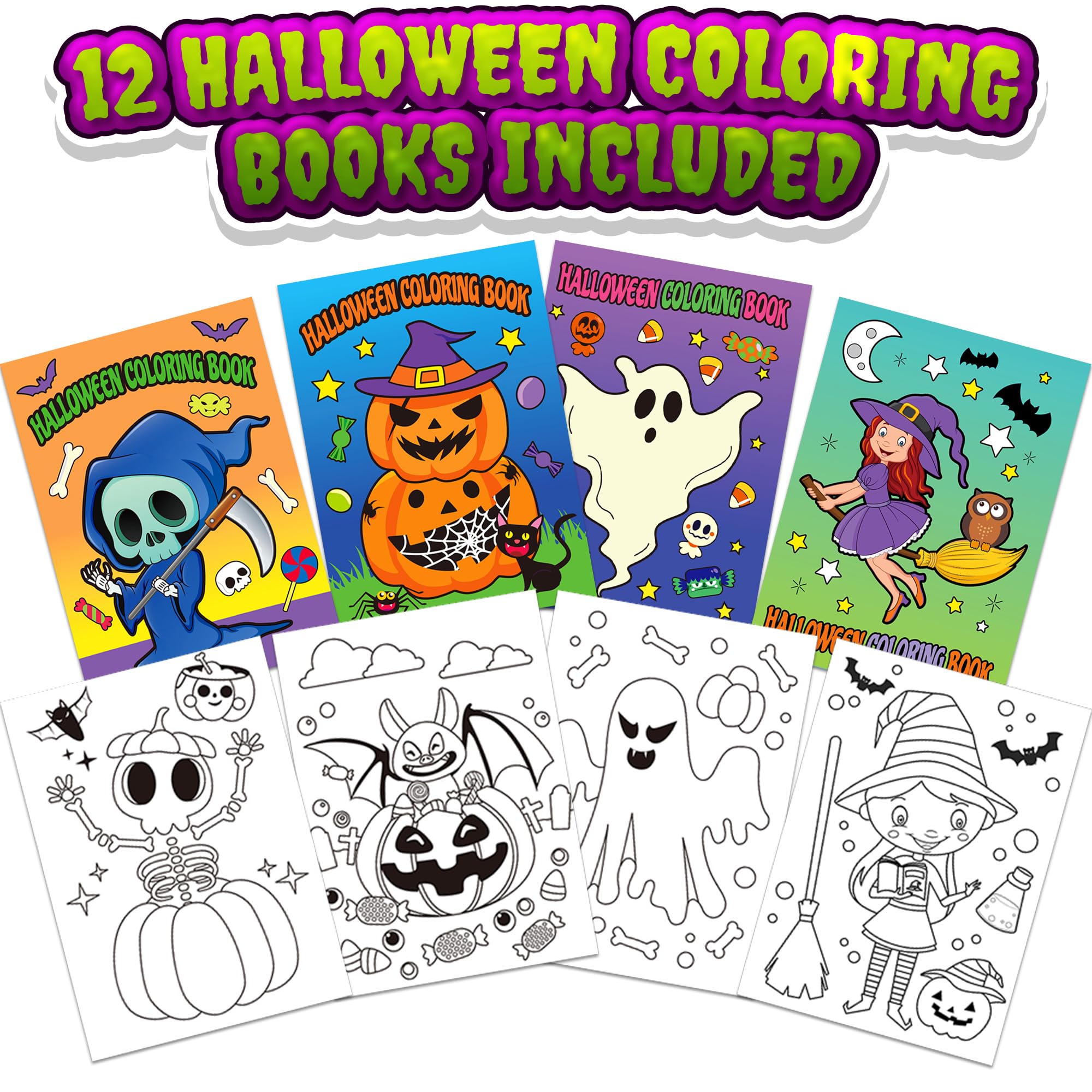 Halloween Coloring Books for Kids, Pack of 36, 5” x 7” Mini Booklets, Fun Halloween Treats Prizes, Favor Bag Fillers, Birthday Party Supplies, Art Gifts for Boys and Girls