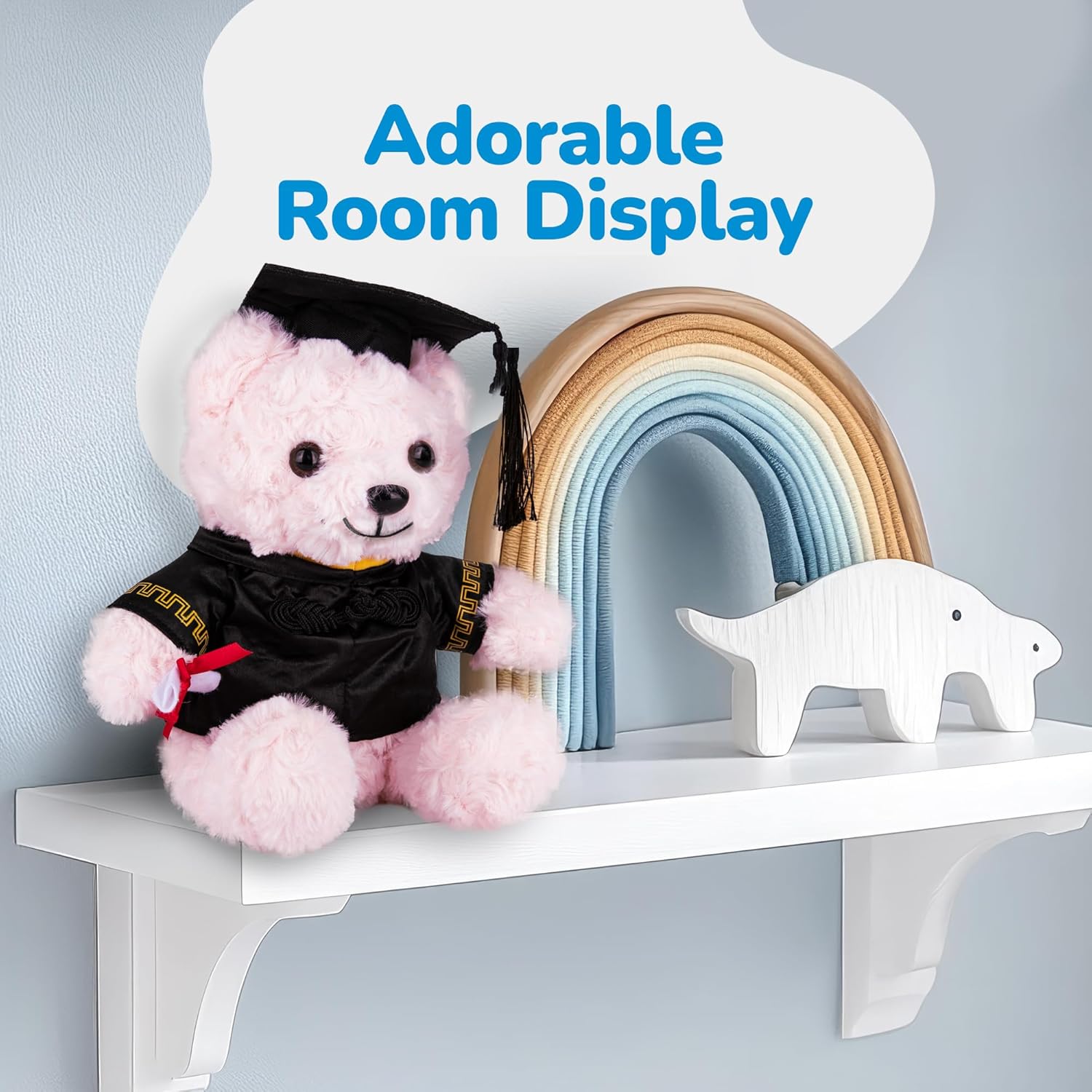 Graduation Pink Teddy Bear - 10 Inches - Cute Plush Bear with Hat, Gown, Sash, and Diploma - Birthday, Kindergarten & Preschool Graduation Gift for Girls - Adorable Stuffed Animal