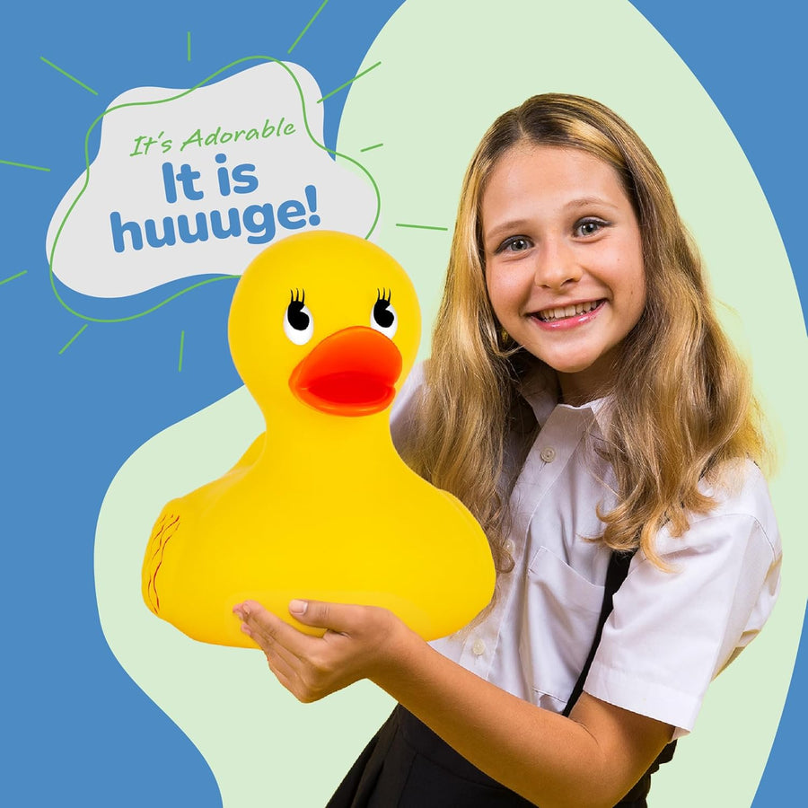 Jumbo Rubber Ducky Bath Toy - 10 Inch Giant Rubber Duck with 2 Mini Duckies - Classic Large Rubber Duck for Fun-Filled Baths - Bath Toys for Kids Ages 3 and Up