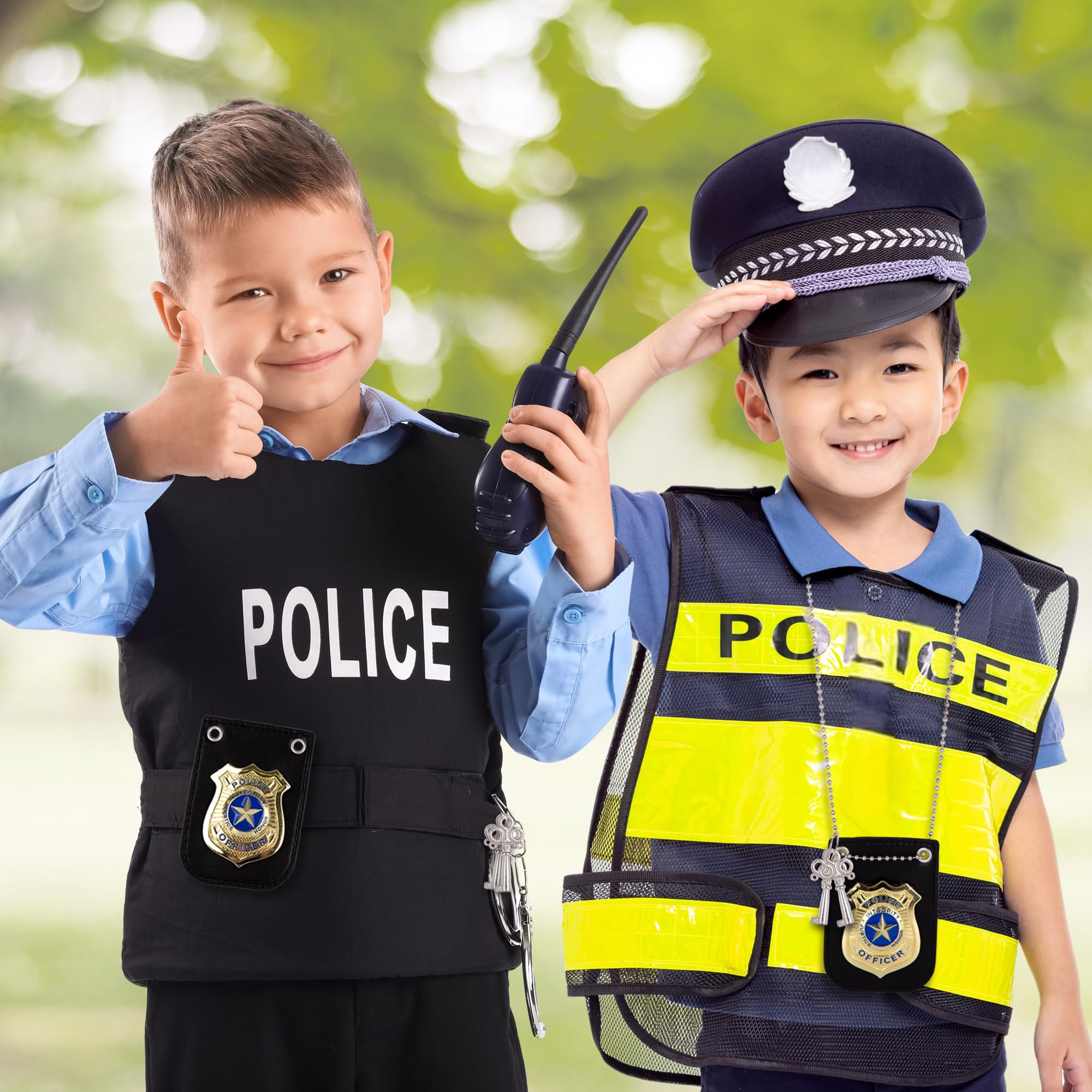 Police Badge and Toy Handcuffs - Imagination Sparking Police Toys for Kids - Detective Badge with Clip and Chain