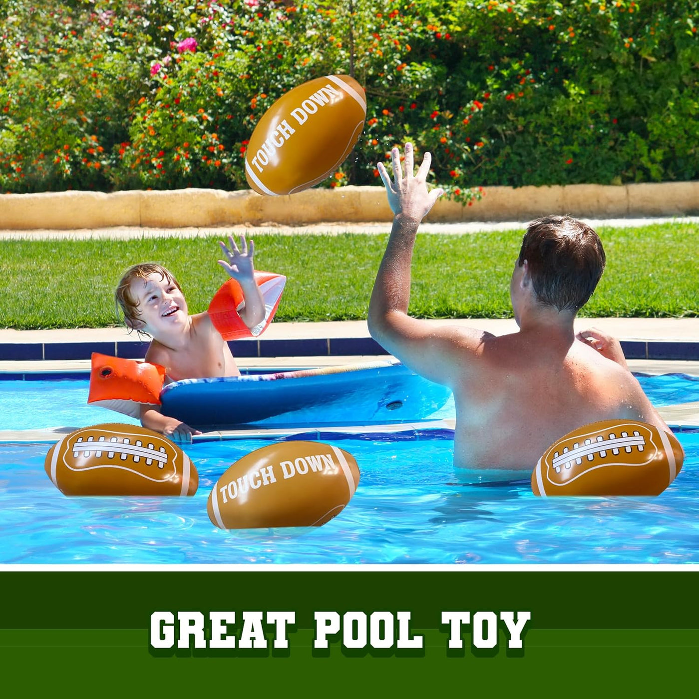 12 Pcs Inflatable Football for Football Party Decorations - Inflatable Blow Up Footballs with Touch Down Design - 12 Inches Long