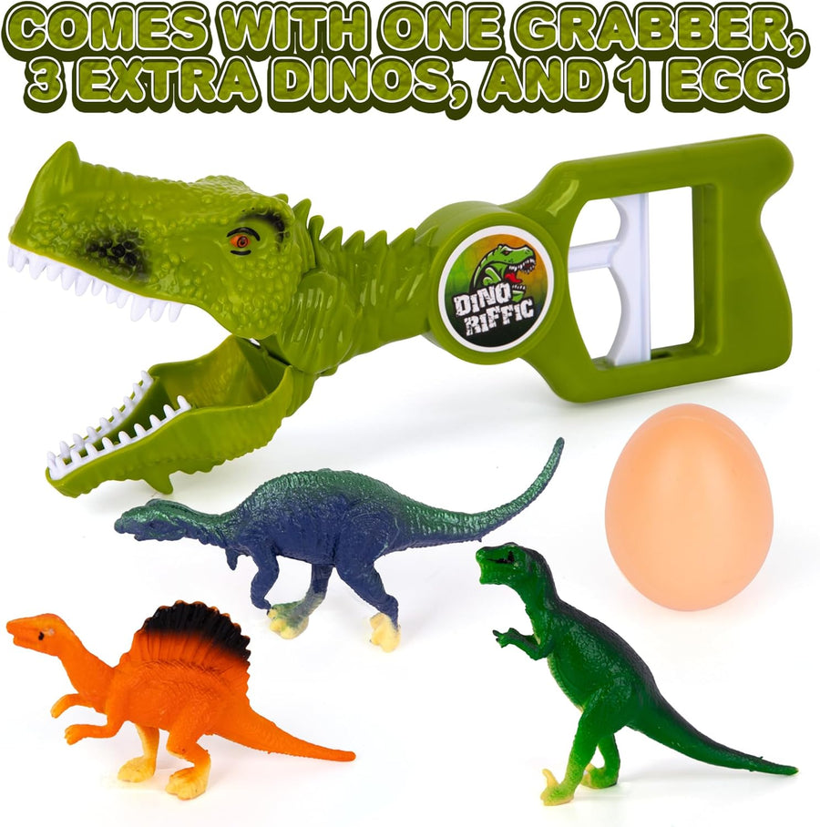 Dinosaur Grabber Toy for Kids - 5-Piece Kids Grabber Set - Includes 1 Toy Dinosaur Grabber and 4 Small Dinosaur Figurines to Grab