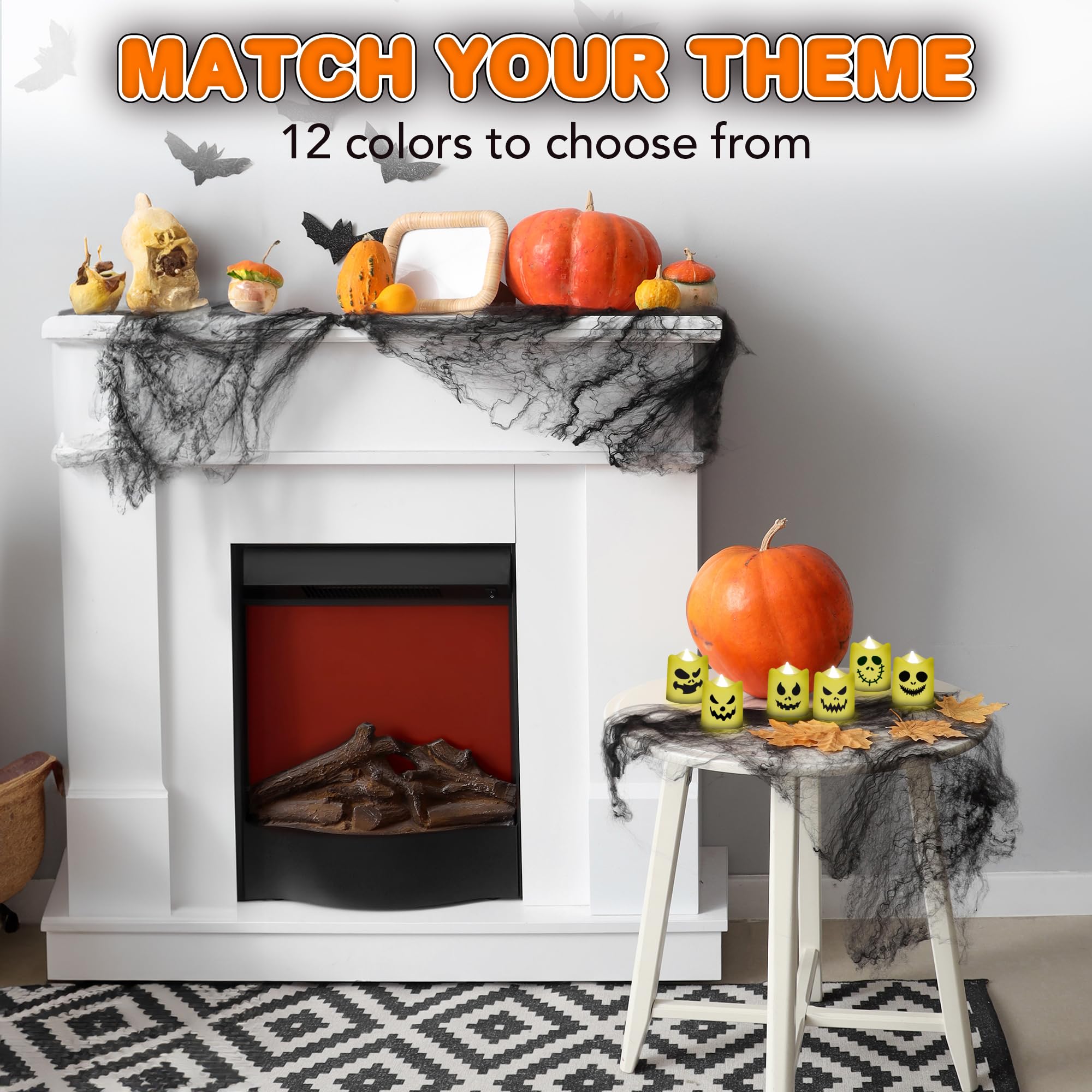 Flameless Halloween LED Candles - Set of 6 Halloween Flameless Candles - Battery Operated Halloween LED Votive Candles with Remote, Timer, and 12 Colors