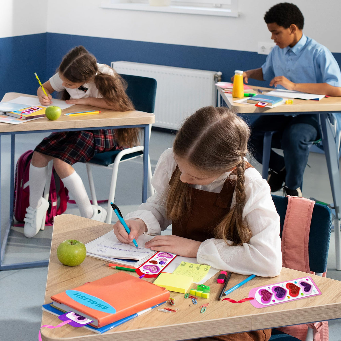 314 PCS Valentine’s Day Bookmark Craft Kit - Makes 24 Bookmarks - Valentine Crafts for Kids Classroom - Valentines Bookmark Craft Kit with Hearts, Glitter Stickers, Rhinestones, Ribbons