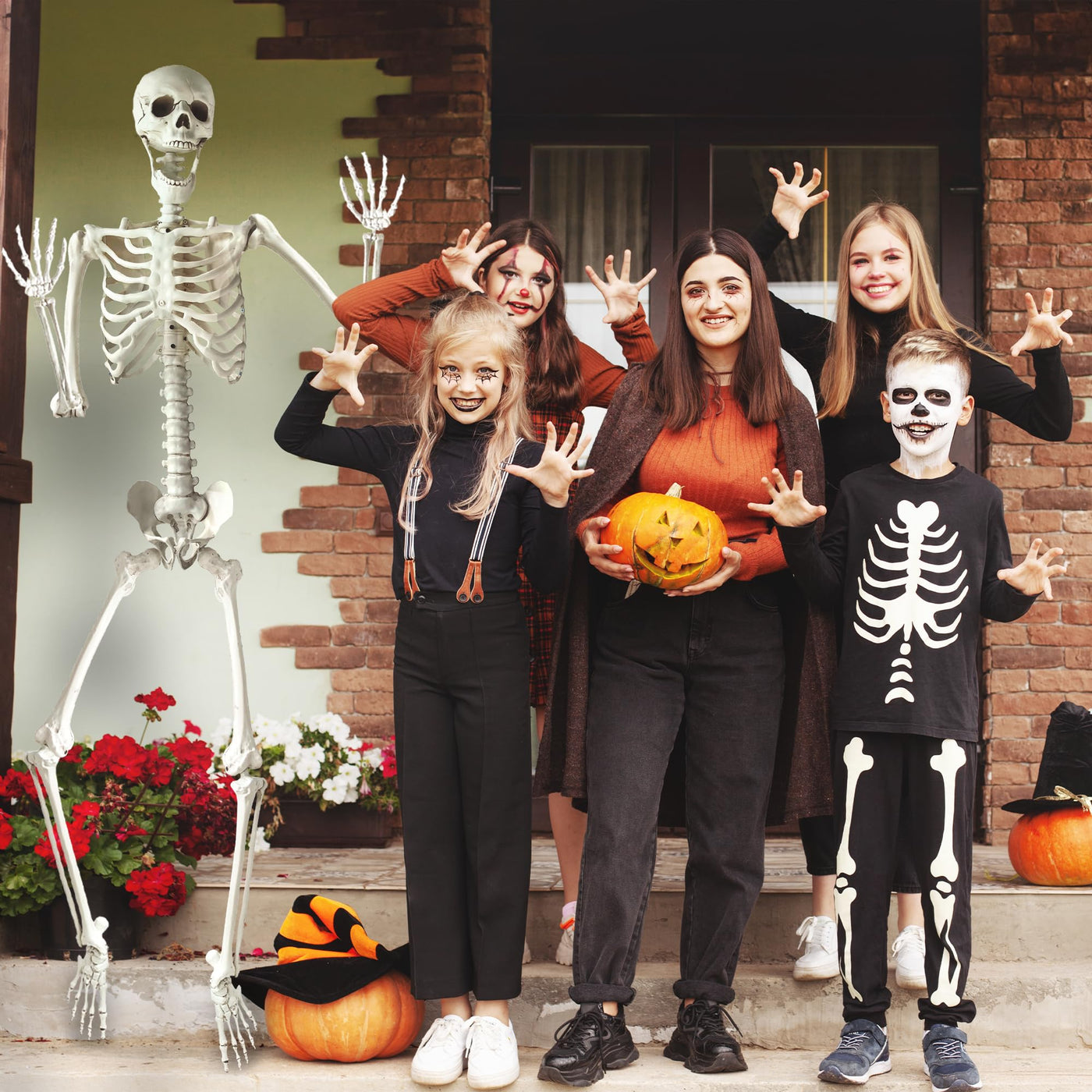 6ft Halloween Skeleton Decor - Life Size Skeleton for Indoor and Outdoor Decorations - Fully Articulated Posable Skeleton