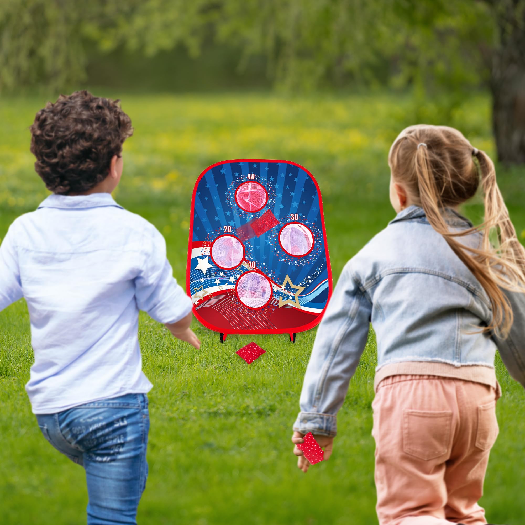 2 in 1 Bean Bag Toss Game and Sticky Ball Darts Game - Indoor and Outdoor Bean Bag Toss for Kids