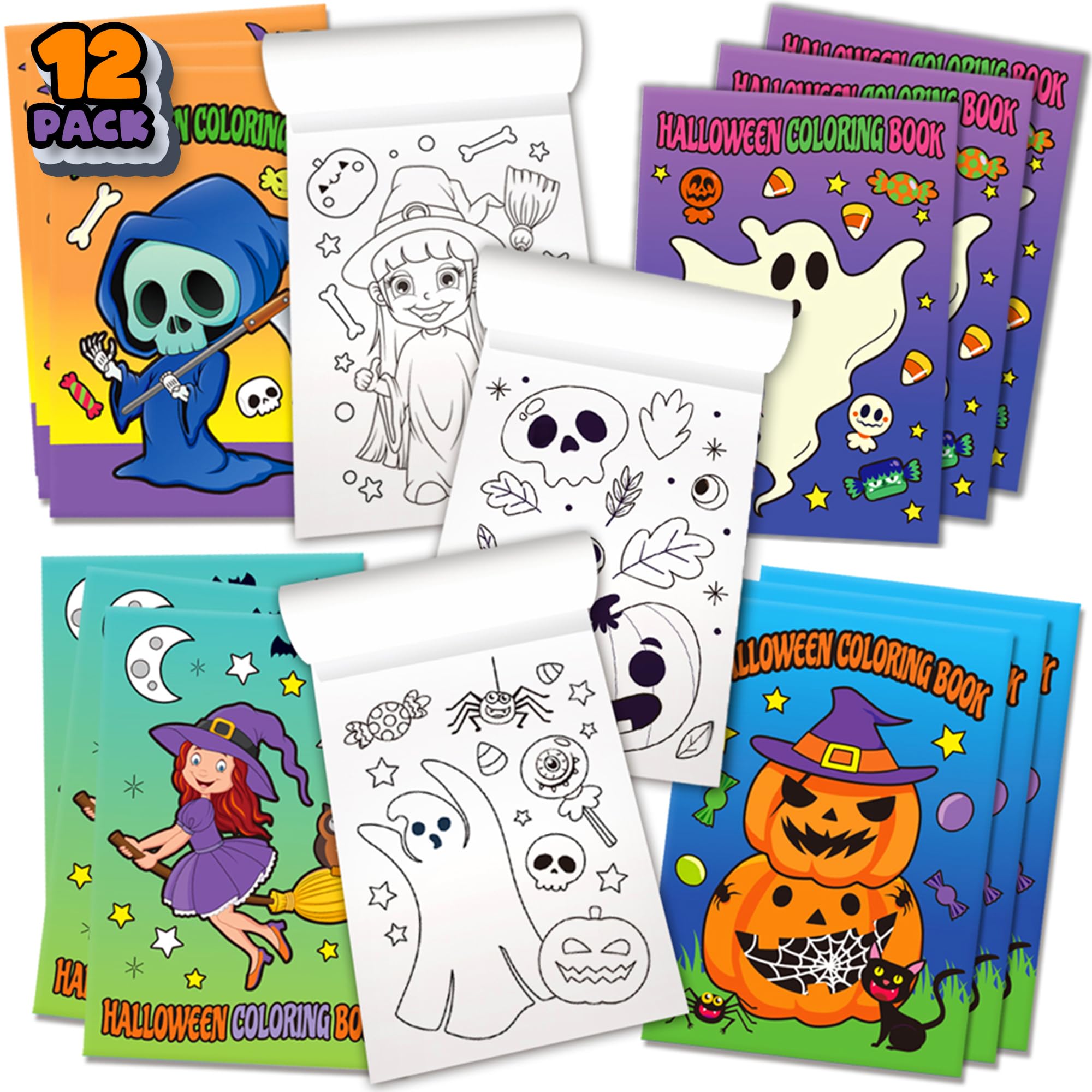 Halloween Coloring Books for Kids, Pack of 36, 5” x 7” Mini Booklets, Fun Halloween Treats Prizes, Favor Bag Fillers, Birthday Party Supplies, Art Gifts for Boys and Girls