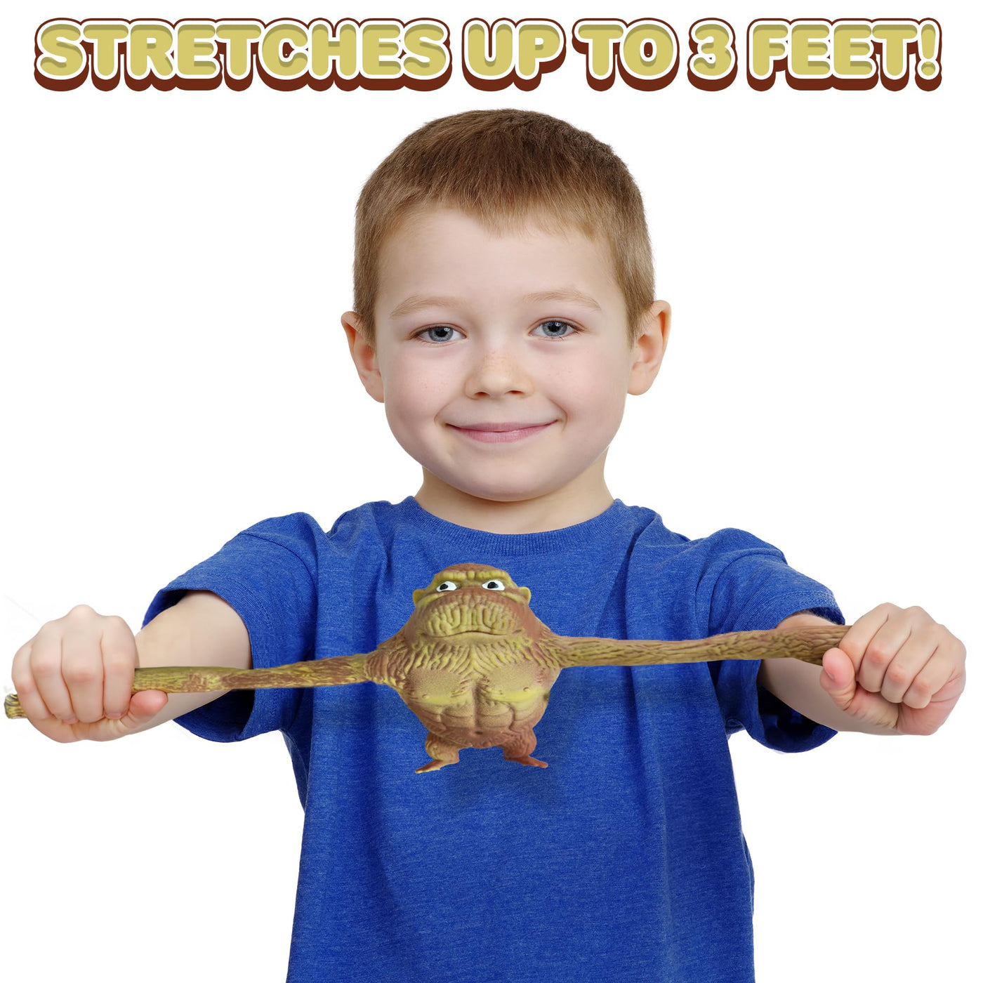 12 PK Full-Size Stretchy Gorilla Toys - Squishy Gorilla Fidget Toys in 4 Colors - Arms Extend Up to 3 Feet - Unique Sandy Feel - Fidget Party Favors - Jungle Party Supplies