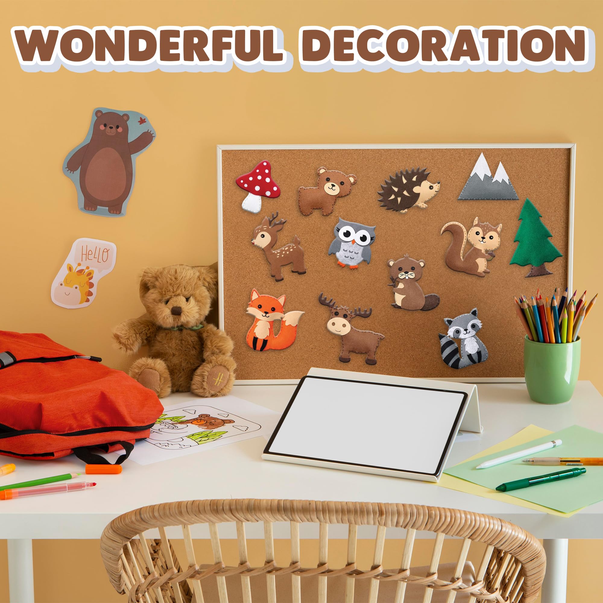 Woodland Animal Felt Sewing Kit for Kids - Stuffed Animal Sewing Craft Kit with 12 Characters, 6 Child-Friendly Needles, 7 Thread Bundles, 1 Bag of Stuffing, and Scissors