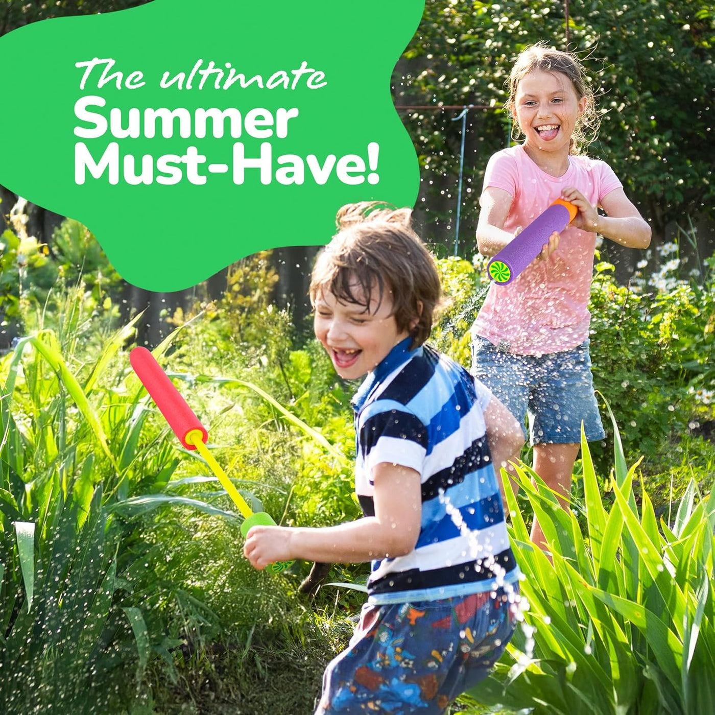 Foam Water Guns for Kids - 6 Pack - Long Range Swimming Pool Noodle Water Squirter - Fun Water Blaster Fighting Game Toys - Summer Beach Party Outdoor Supplies