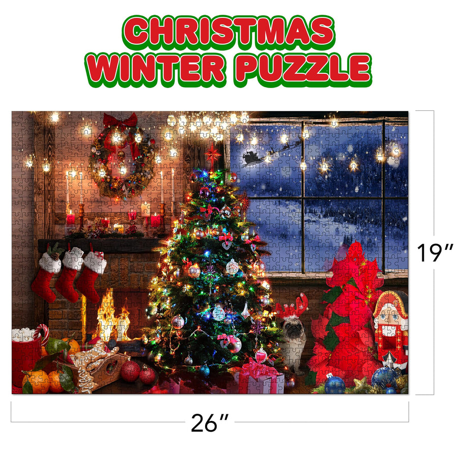 Christmas Jigsaw Puzzle 1000 Pieces - 26 x 19 Inches - 1000 Piece Christmas Puzzle for Kids, Adults, Family - Fun Holiday Puzzles for Family Christmas Activities