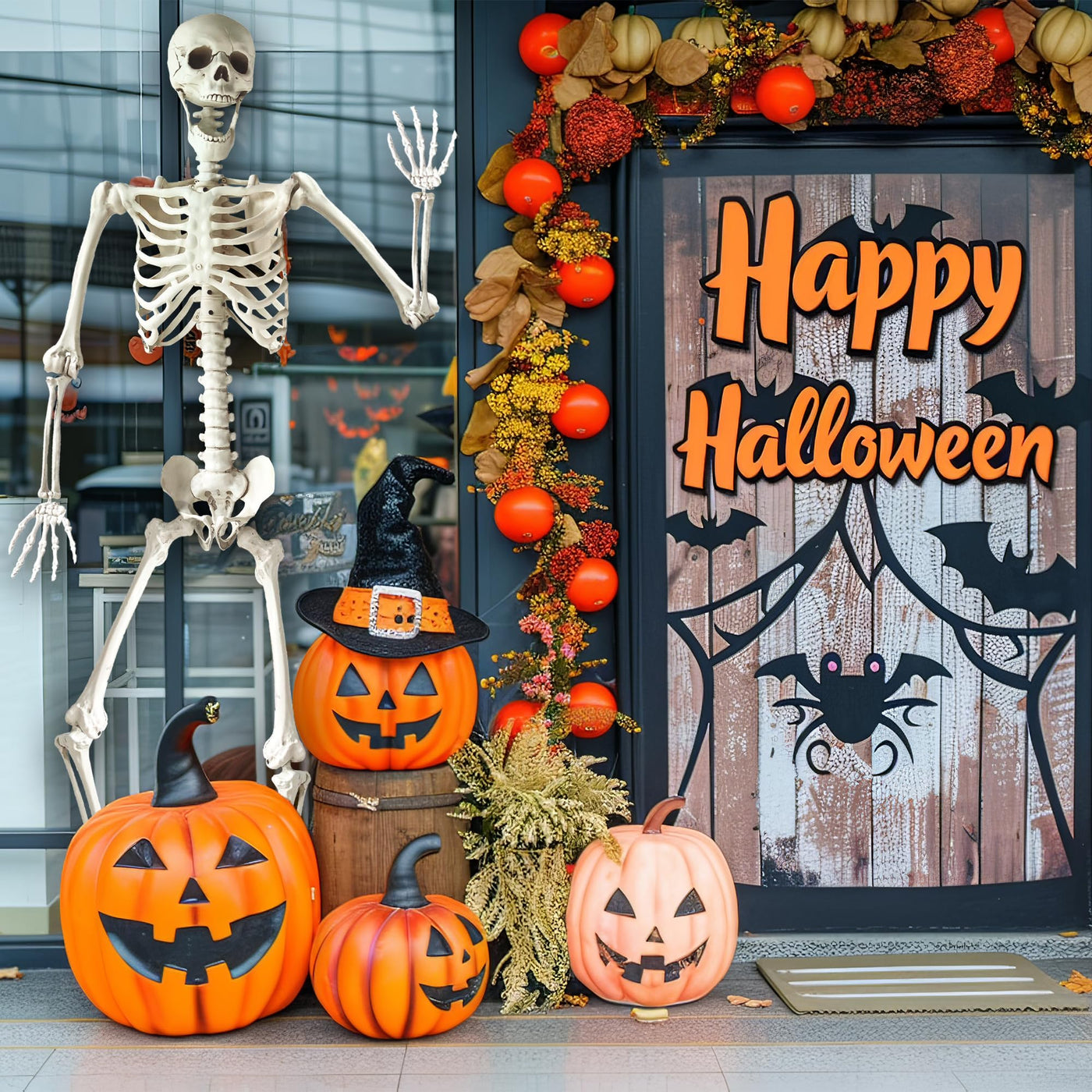 6ft Halloween Skeleton Decor - Life Size Skeleton for Indoor and Outdoor Decorations - Fully Articulated Posable Skeleton