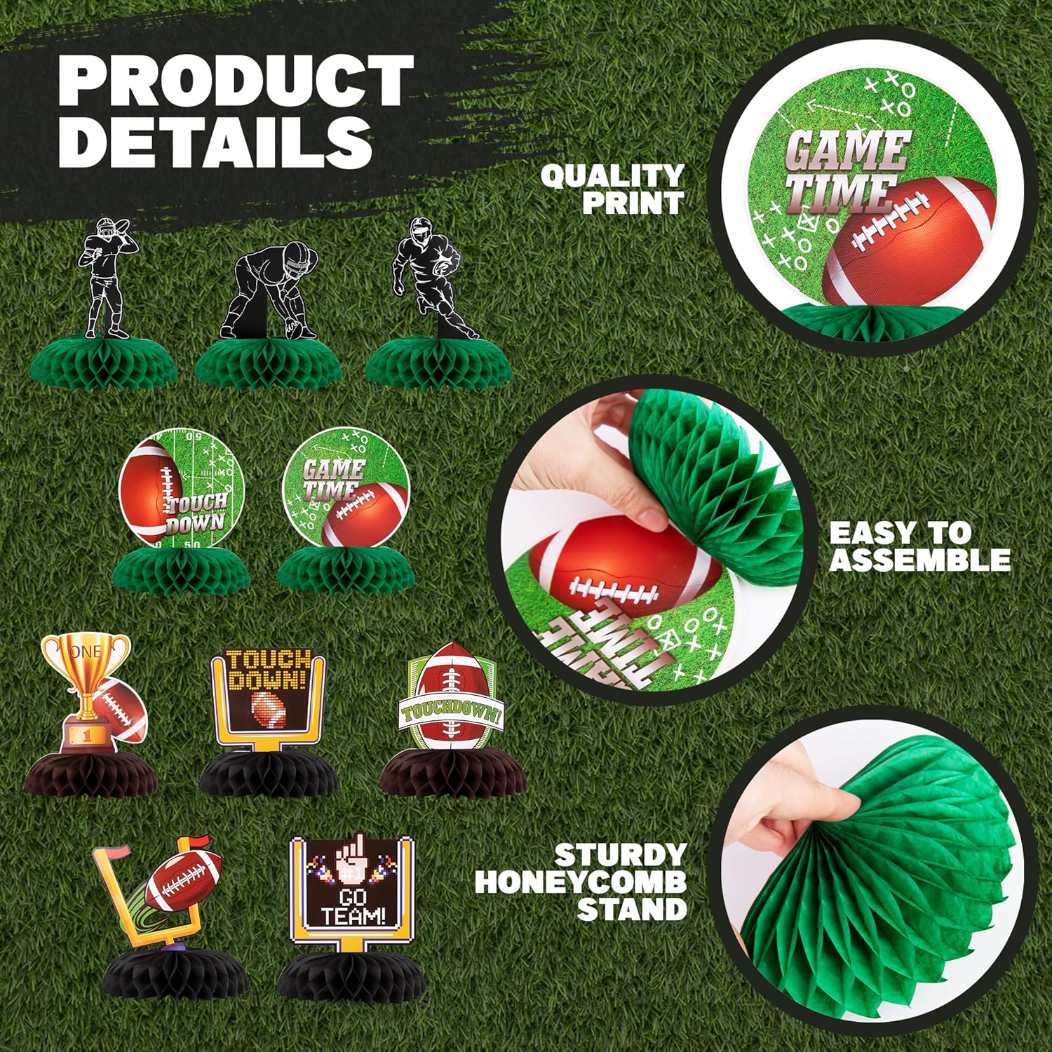 Football Centerpieces for Table - Set of 10 - Superbowl Football Party Table Centerpiece Decoration - Super Bowl Football Table Party Supplies - Football Birthday Party Centerpiece Decor