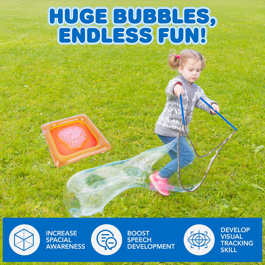 Bubble Rope for Large Bubbles - Giant Bubble Wand Kit with Bubble Rope, Bubble Solution Concentrate, Inflatable Tray, and Pump