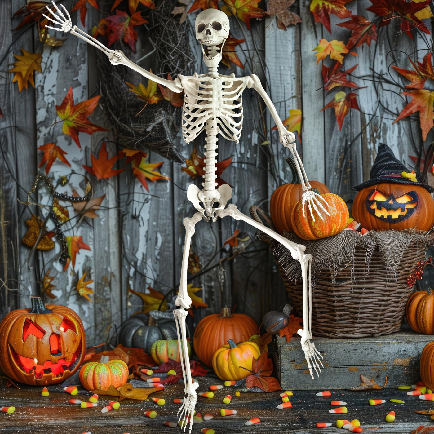 6ft Halloween Skeleton Decor - Life Size Skeleton for Indoor and Outdoor Decorations - Fully Articulated Posable Skeleton