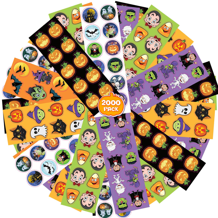 Assorted Halloween Stickers for Kids, 200 Sheets with 2400 Stickers