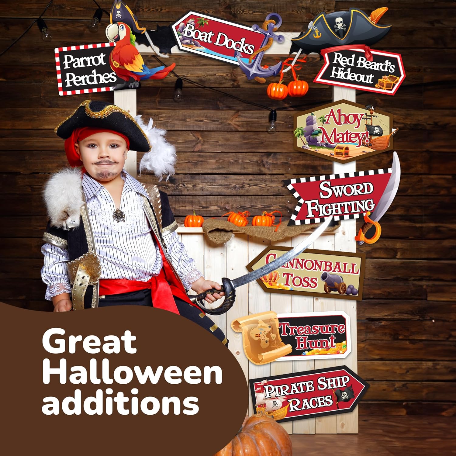 Pirate Signs - 20 Pack - Pirate Theme Party Decor Supplies - Funny Pirate Skull Decorations & Directional Signs