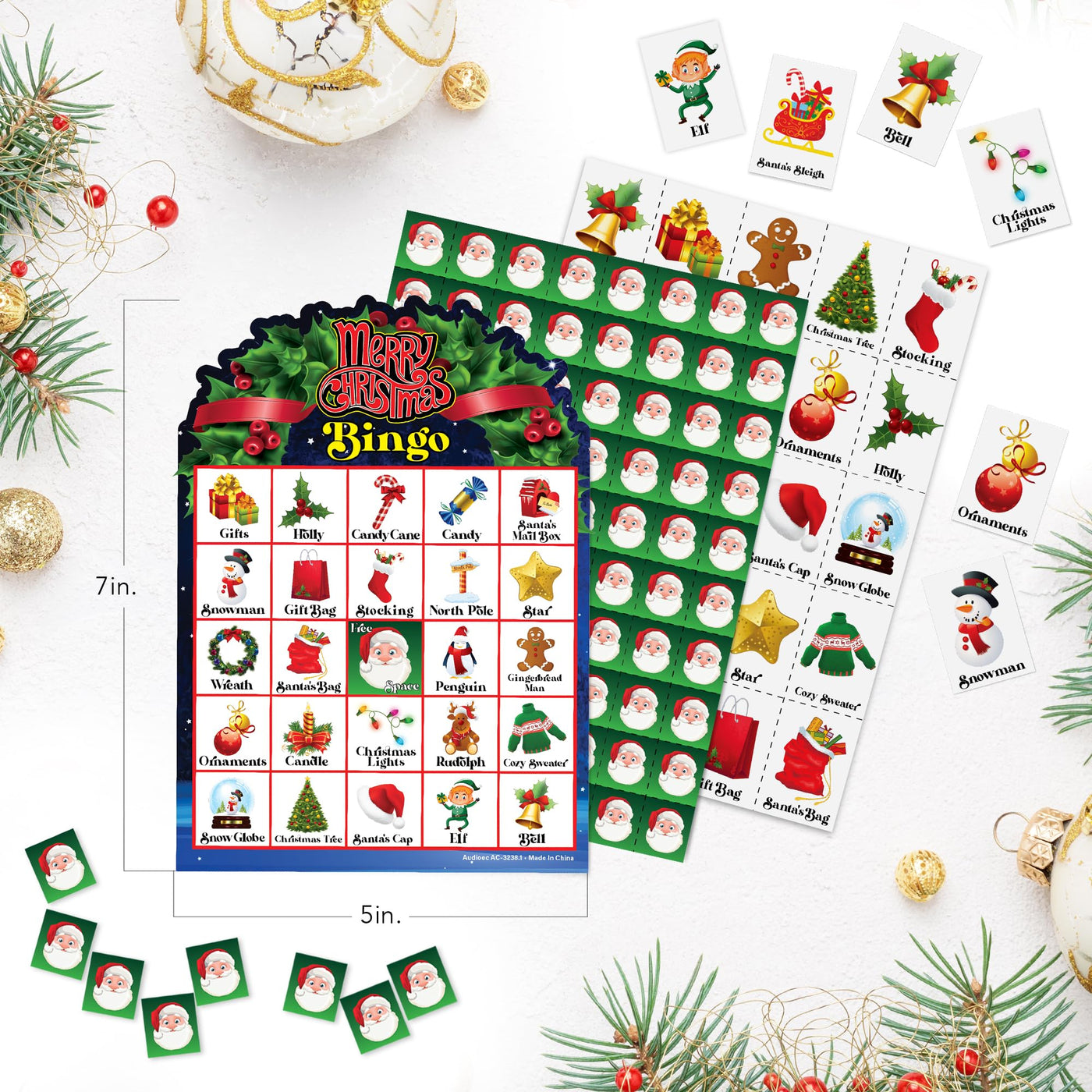 Christmas Bingo Game - 855 PC Kids Christmas Bingo - Bingo Christmas Game with 30 Player Cards - Holiday Bingo Game for Family Game Night