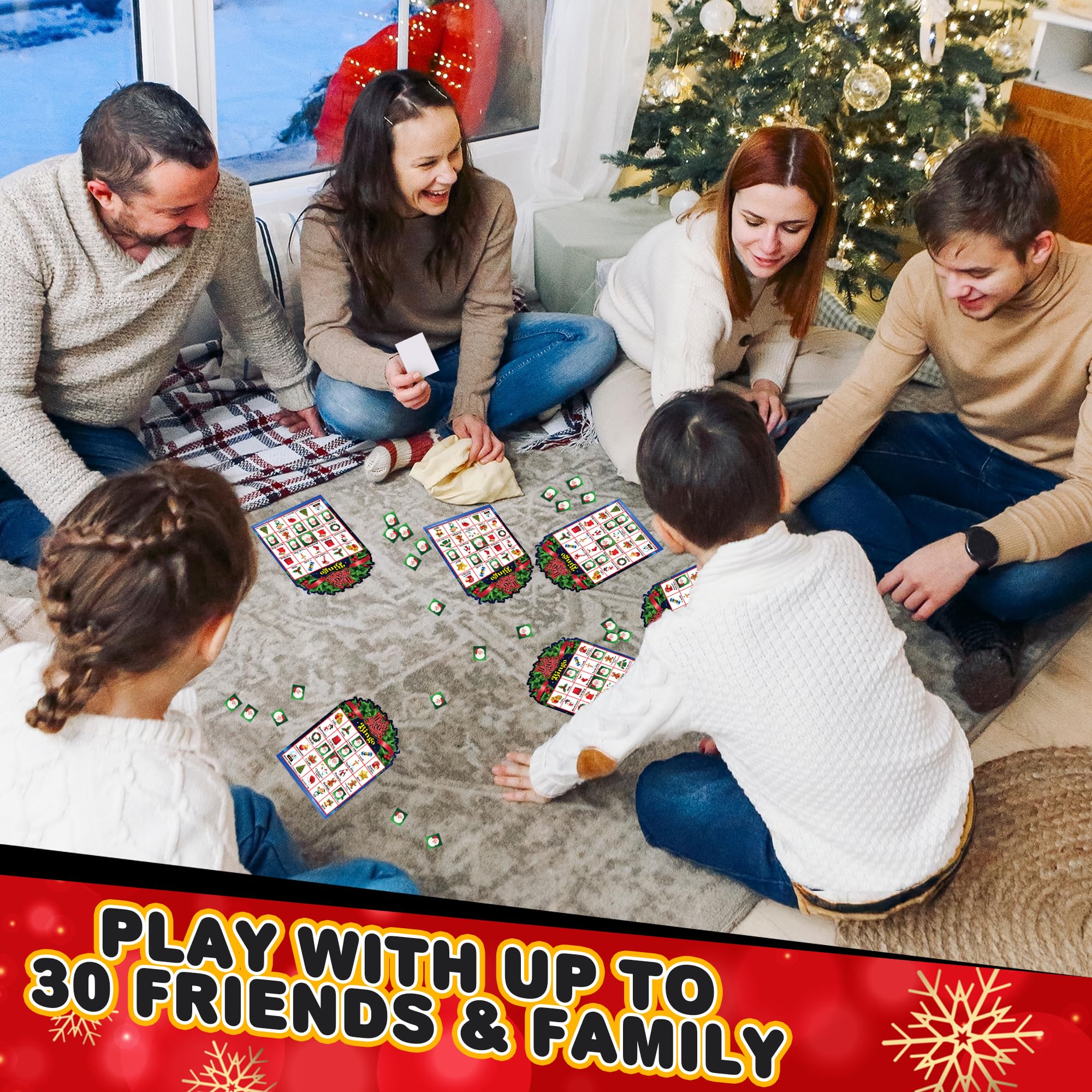 Christmas Bingo Game - 855 PC Kids Christmas Bingo - Bingo Christmas Game with 30 Player Cards - Holiday Bingo Game for Family Game Night