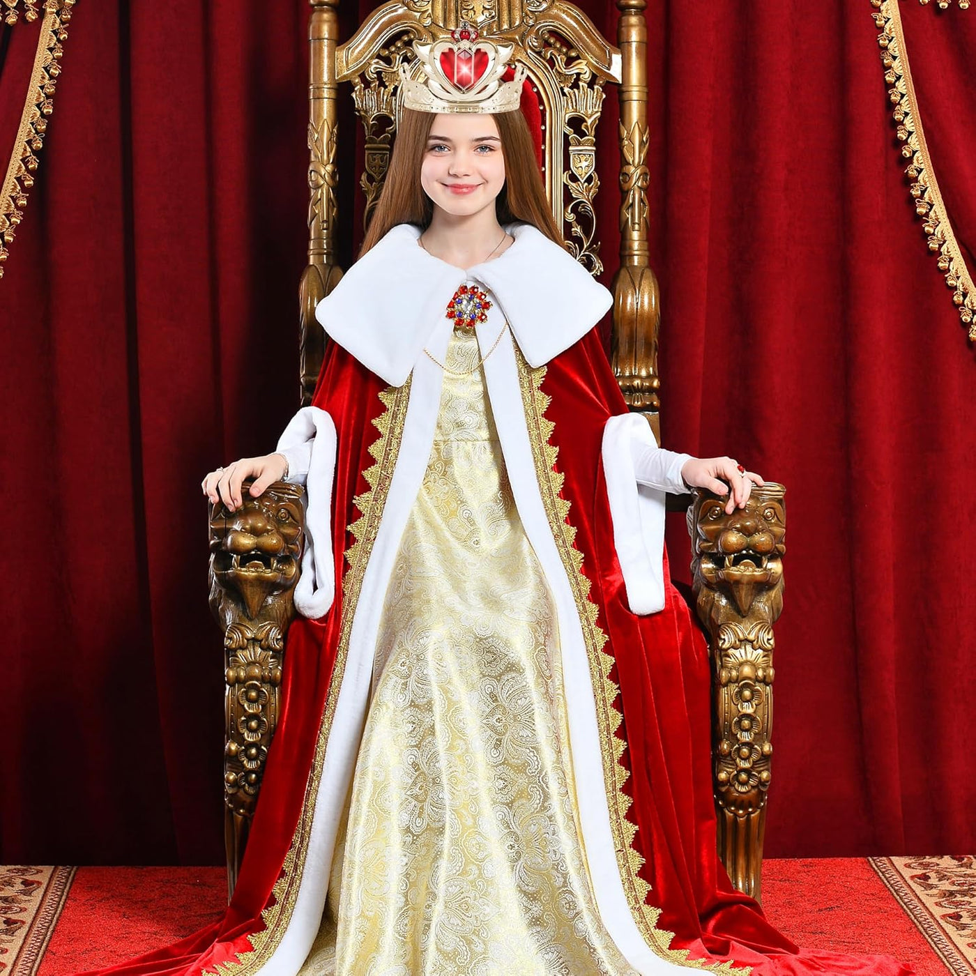 Light Up Princess Crown for Girls - Small Gold and Red Queen Crown for Art Creativity Light Up Princess Crown for Girls - Small Gold and Red Queen Crown for Art Creativity