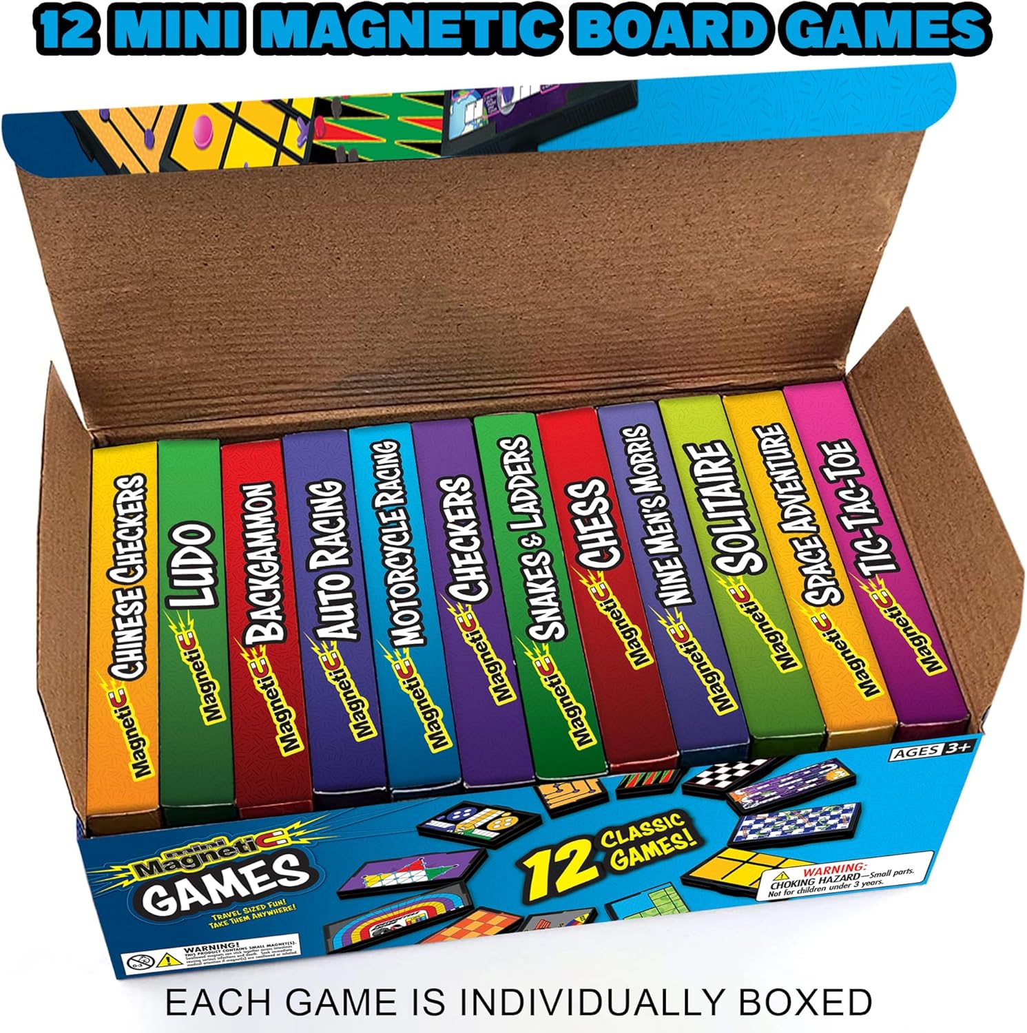 Magnetic Board Travel Games Set - Includes 12 Retro Fun Games - 5" Compact Design - Individually Boxed - Great for Road Trip/Travel/Camping - Best Gift for Kids Ages 6+