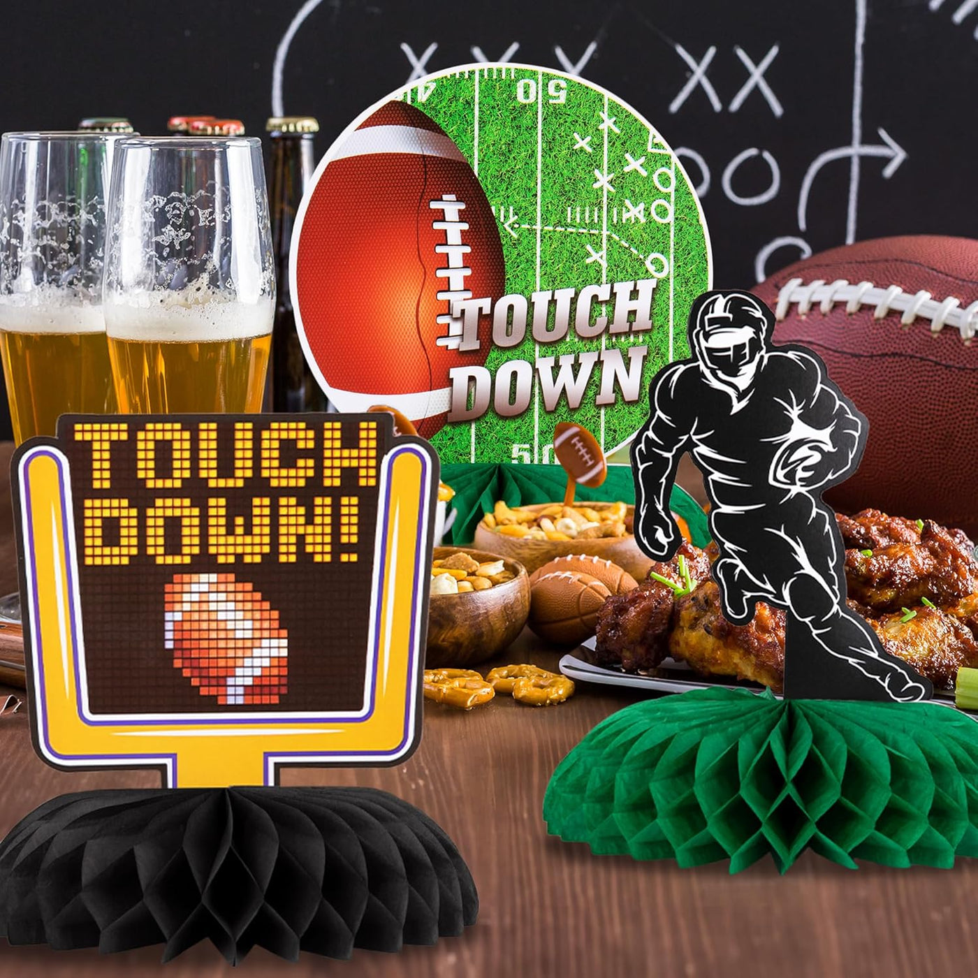 Football Centerpieces for Table - Set of 10 - Superbowl Football Party Table Centerpiece Decoration - Super Bowl Football Table Party Supplies - Football Birthday Party Centerpiece Decor
