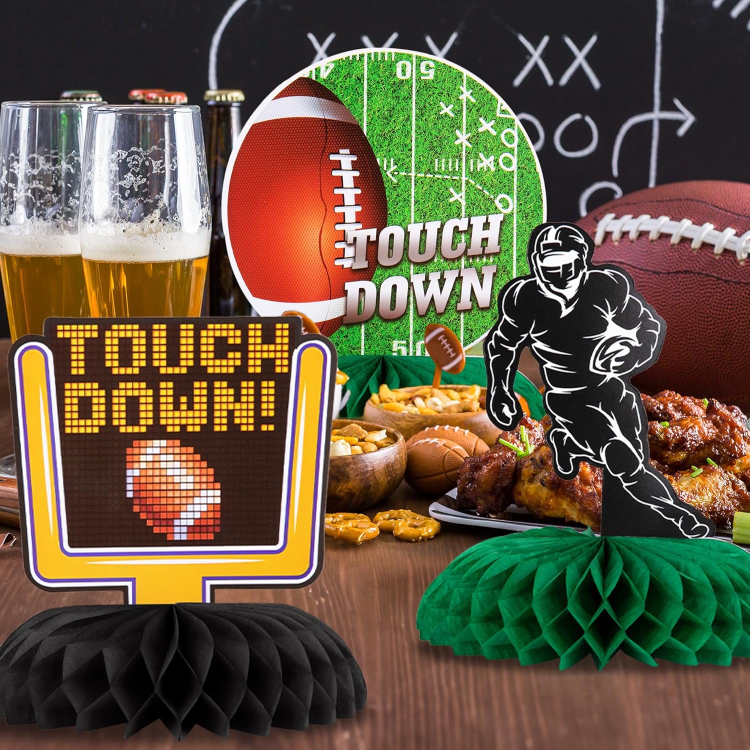 Football Centerpieces for Table - Set of 10 - Superbowl Football Party Table Centerpiece Decoration - Super Bowl Football Table Party Supplies - Football Birthday Party Centerpiece Decor