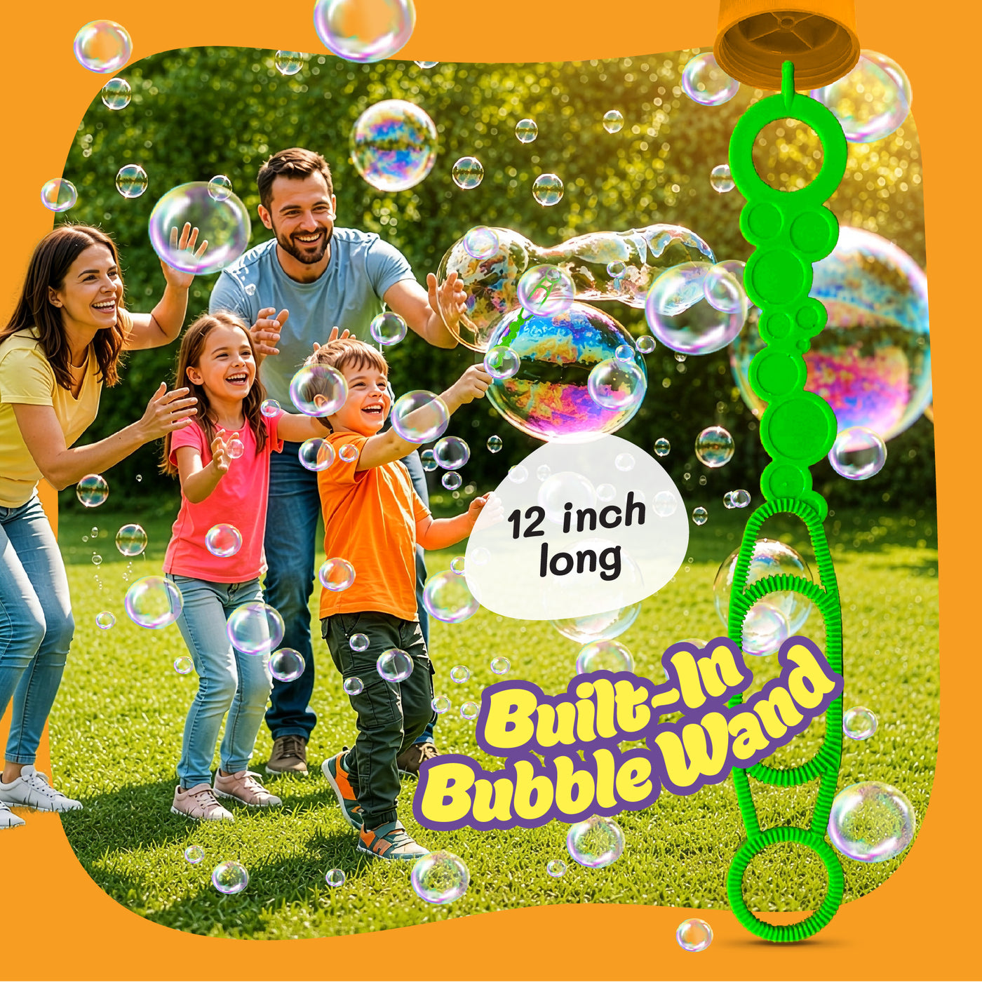 Hoopi RTU Bubbles Solution Bottle with Wand for Kids - Half Gallon Bubble Solution - Blue Bottle