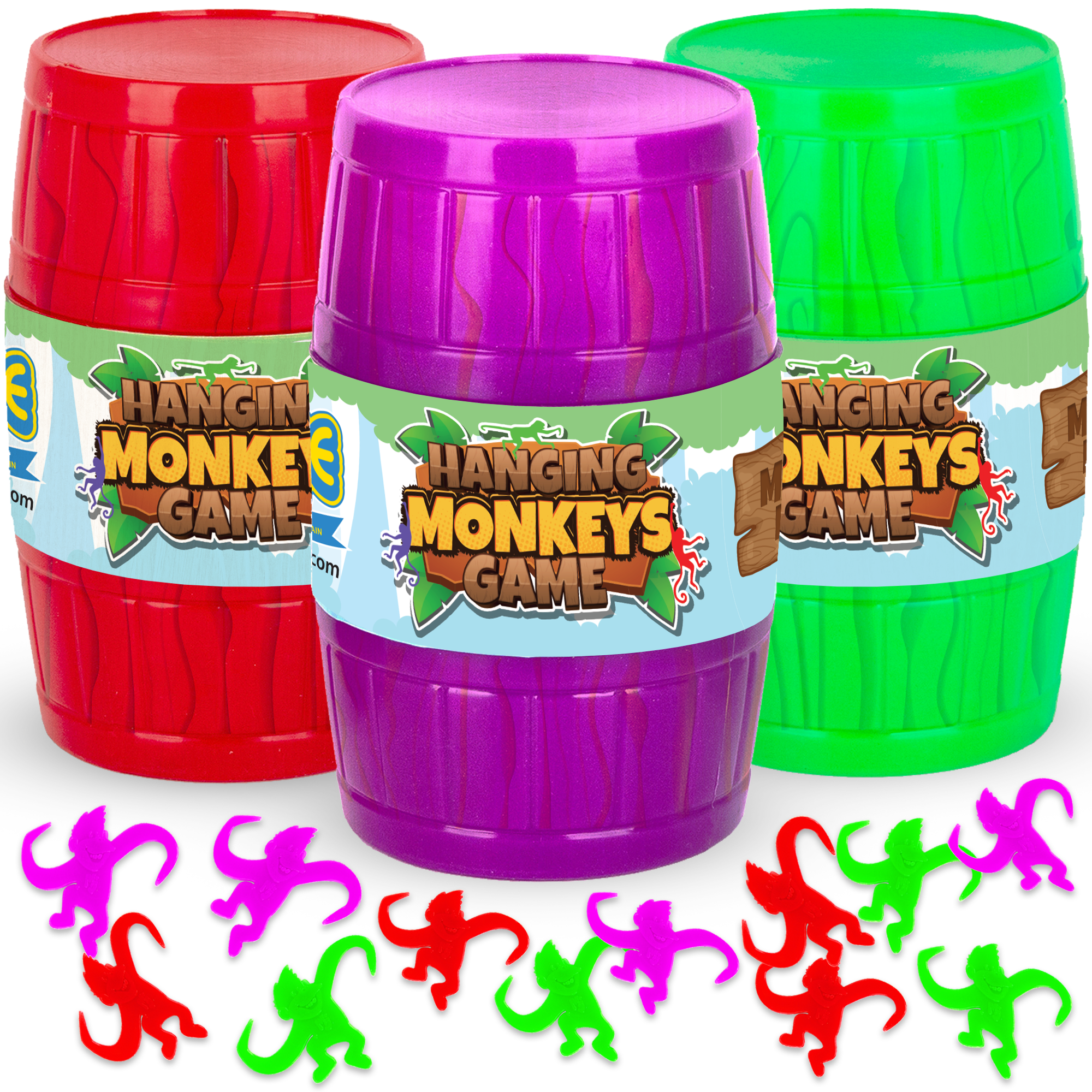 Hanging Monkeys Game - 3 Barrels with 30 Monkeys Each - Fun Games for Family Game Night