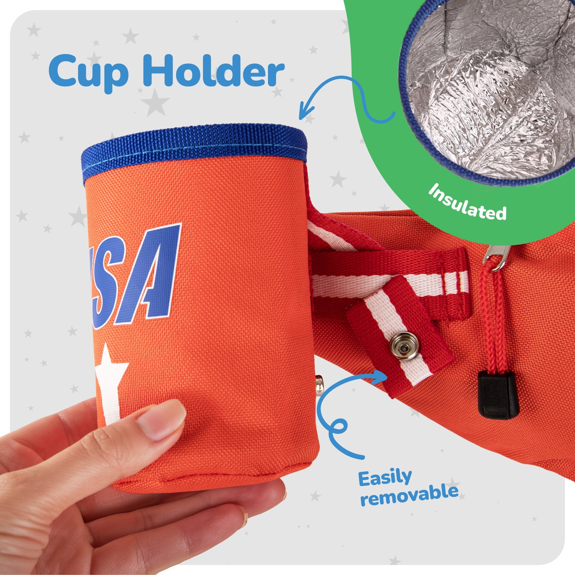 Patriotic Fanny Pack with Beer Can Holder - Patriotic Accessories in Red, White, and Blue - American Flag Overalls for USA Themed Parties, 4th of July Festivities, & Memorial Day