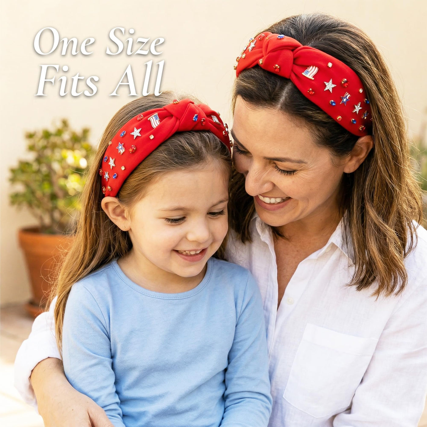 Patriotic Headband with Enamel and Crystal Embellishments - One Size Fits All