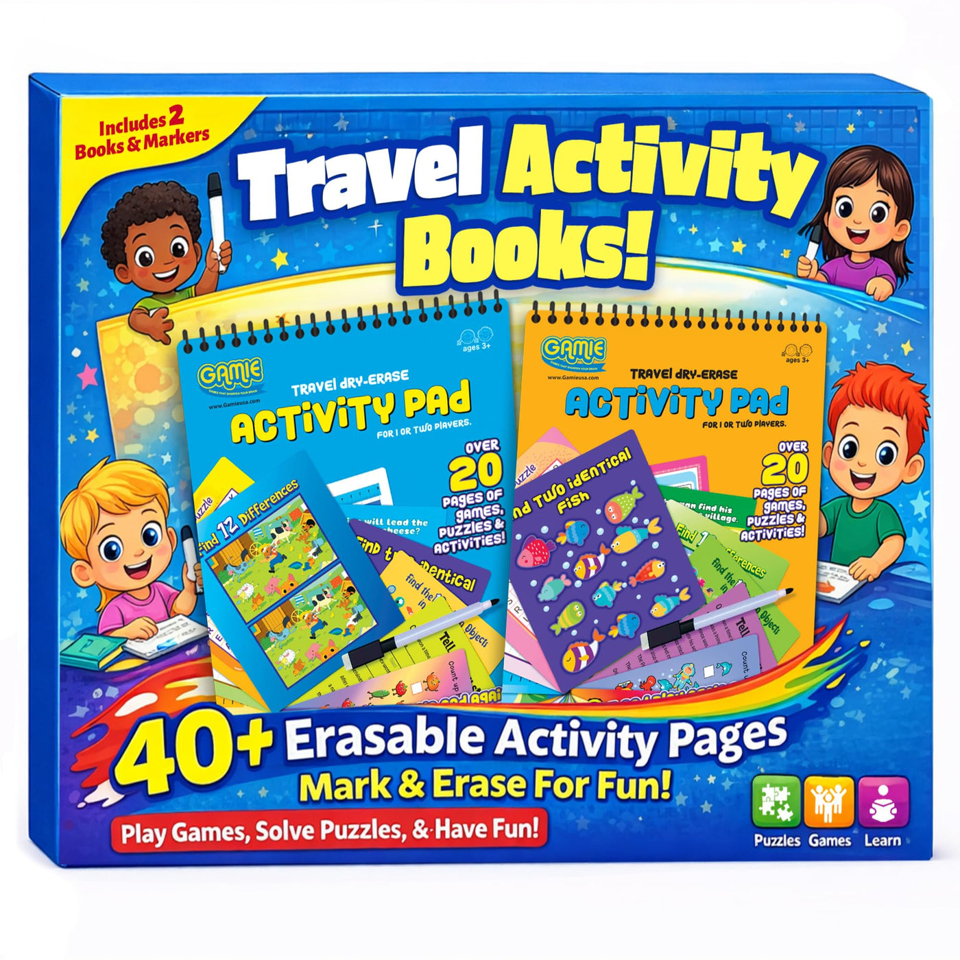 Gamie Travel Dry Erase Activity Pad - 2 Pack