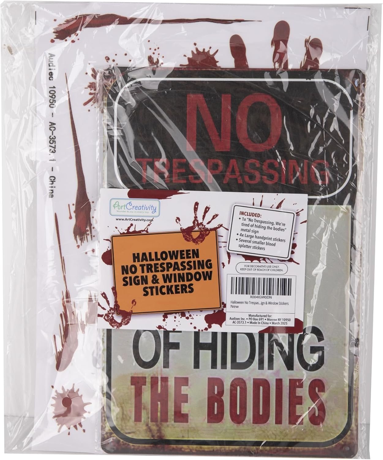 Halloween No Trespassing Sign & Window Stickers