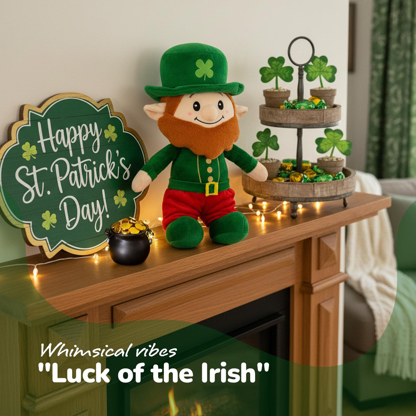 St. Patrick’s Day Plush Leprechaun - 12"