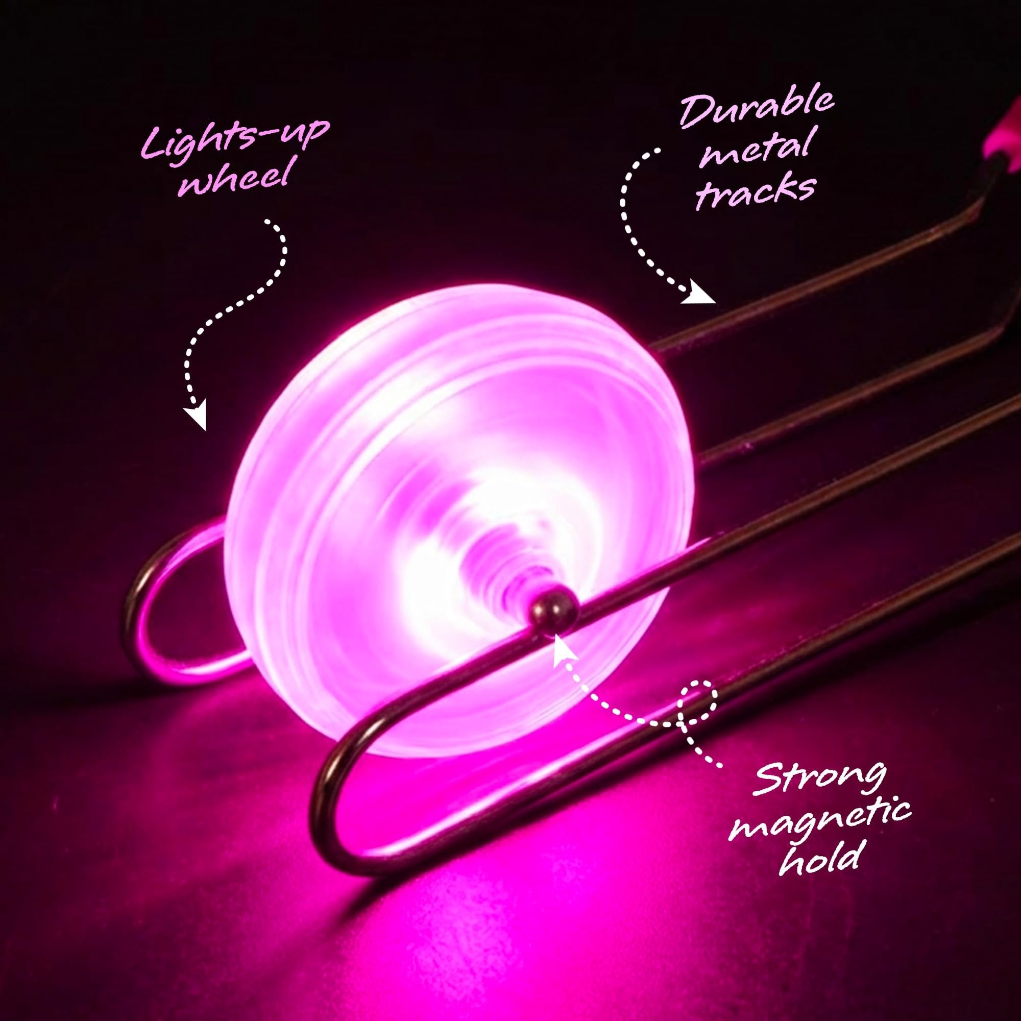 Retro Light Up Gyro Wheels Set for Kids- Includes 3, 8.5 Inch Rail Twisters