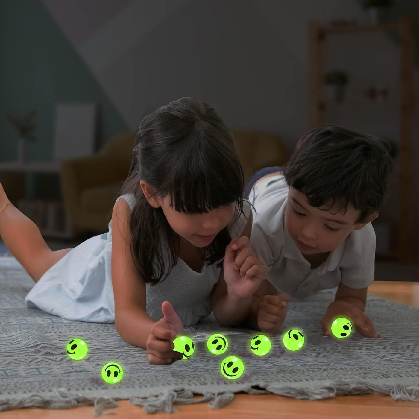 36 PCS Glow in The Dark Smile Face Bouncy Balls - Bulk Pack of 36