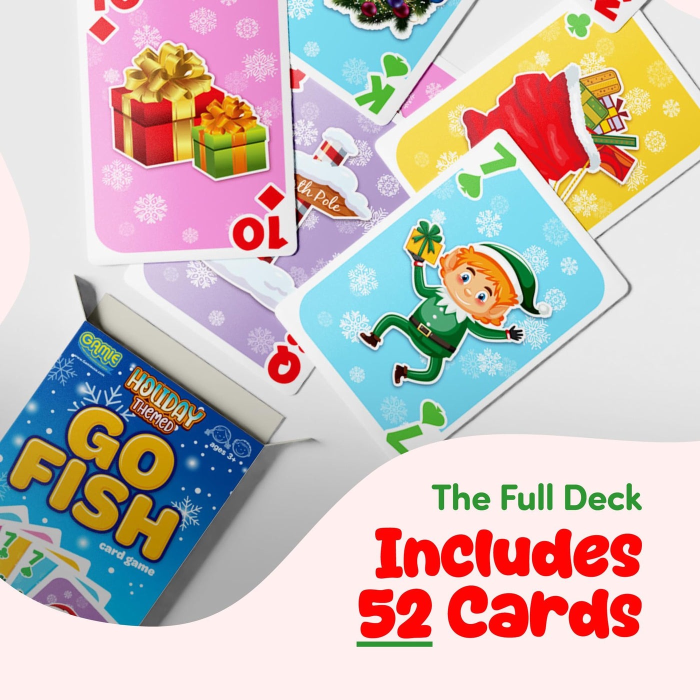 Christmas Go Fish Playing Cards Games for Kids - Deck of 52