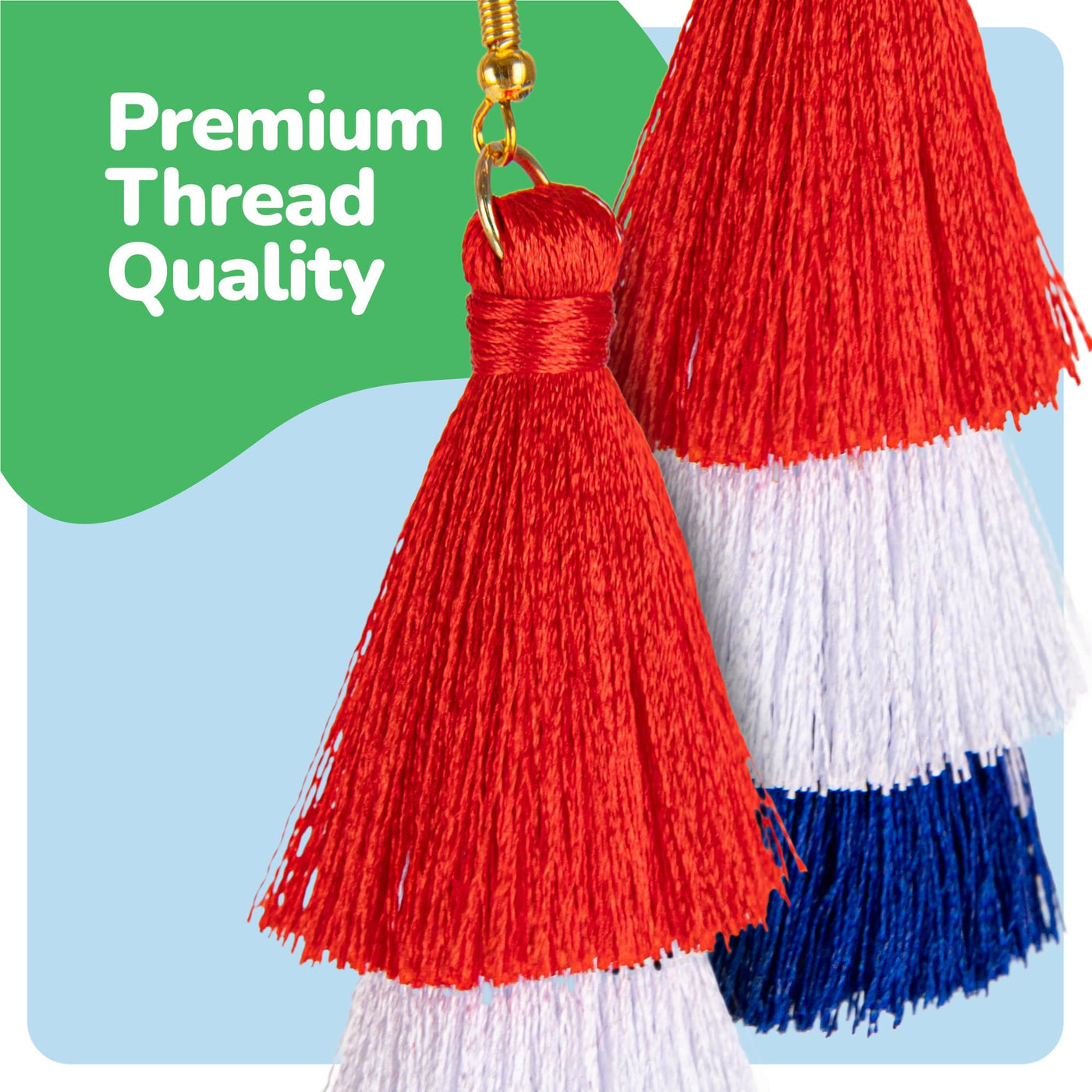 ArtCreativity Patriotic Earrings for Women - Red White and Blue Earrings for Women with a Tassel Design