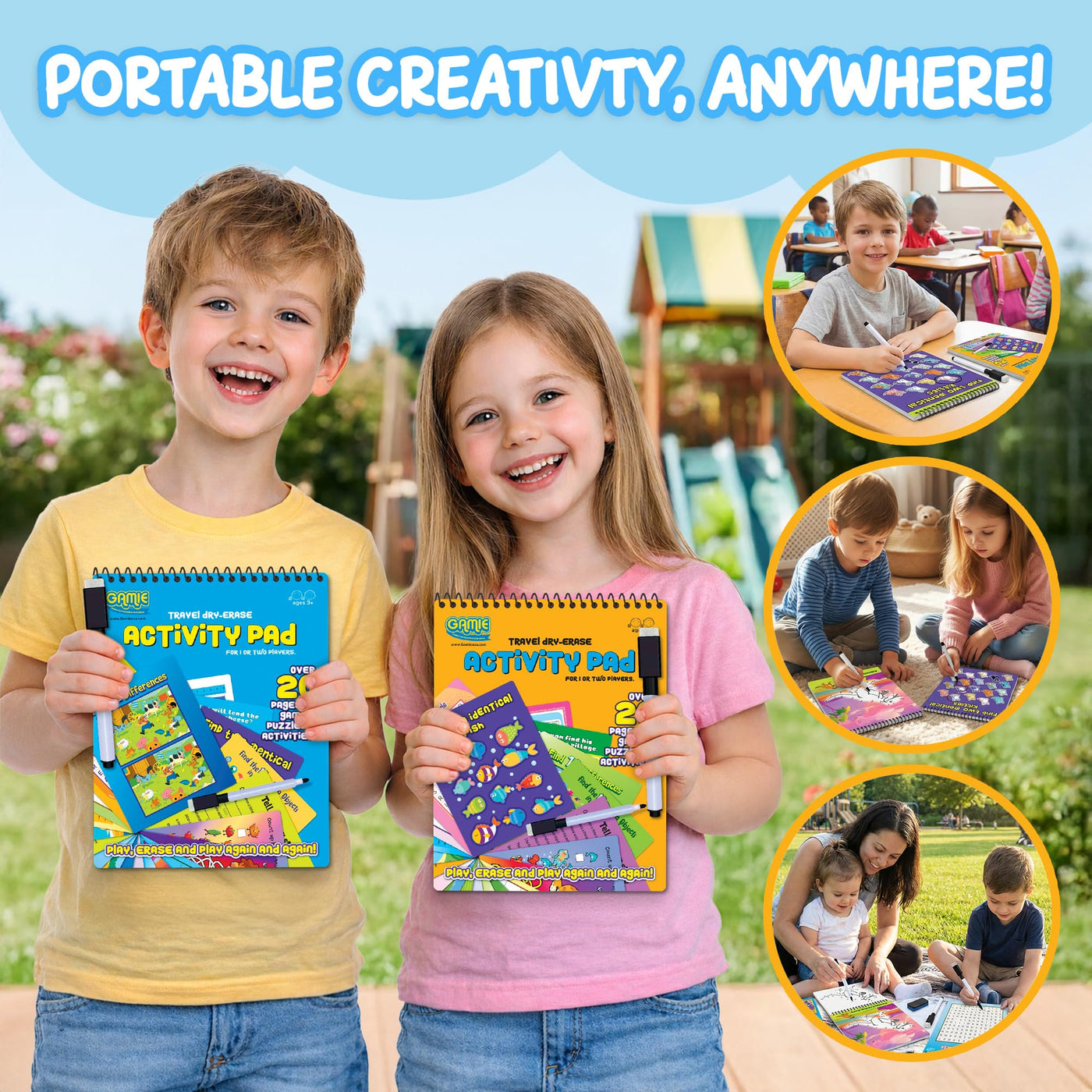 Gamie Travel Dry Erase Activity Pad - 2 Pack