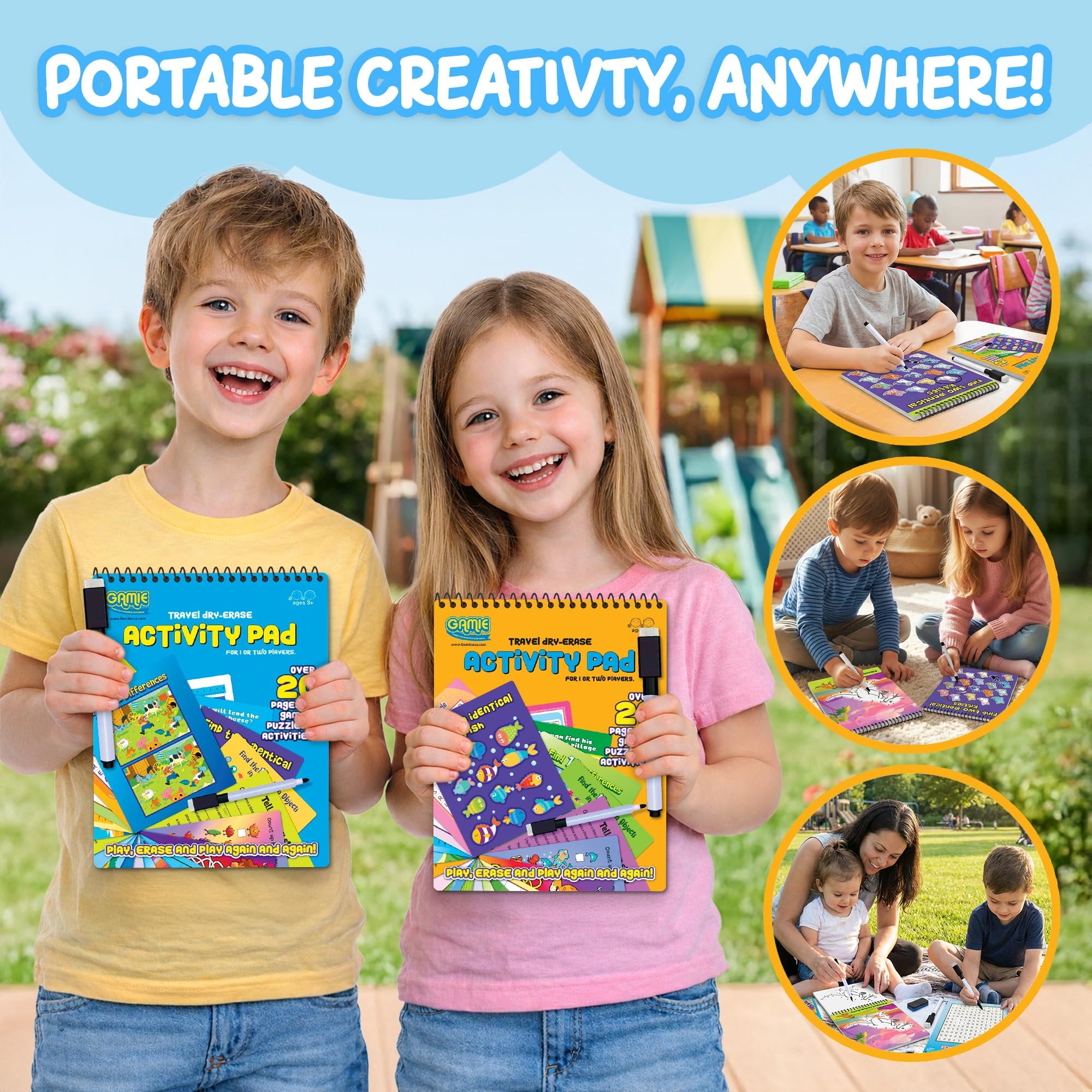 Gamie Travel Dry Erase Activity Pad - 2 Pack