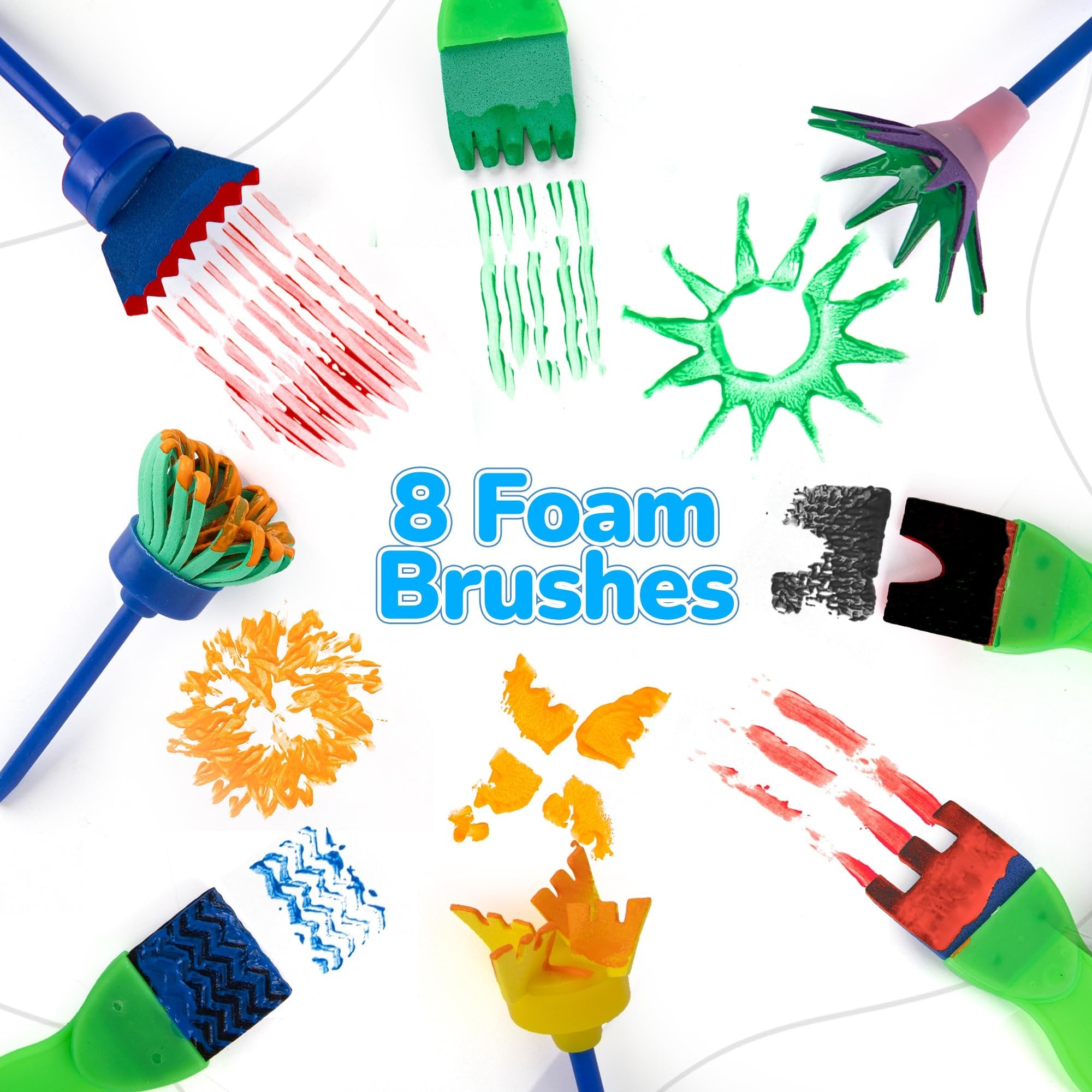 Kids Paint Brush & Roller Set with Paint – 18 Pc Toddler Art Kit with 6 Paint Bottles