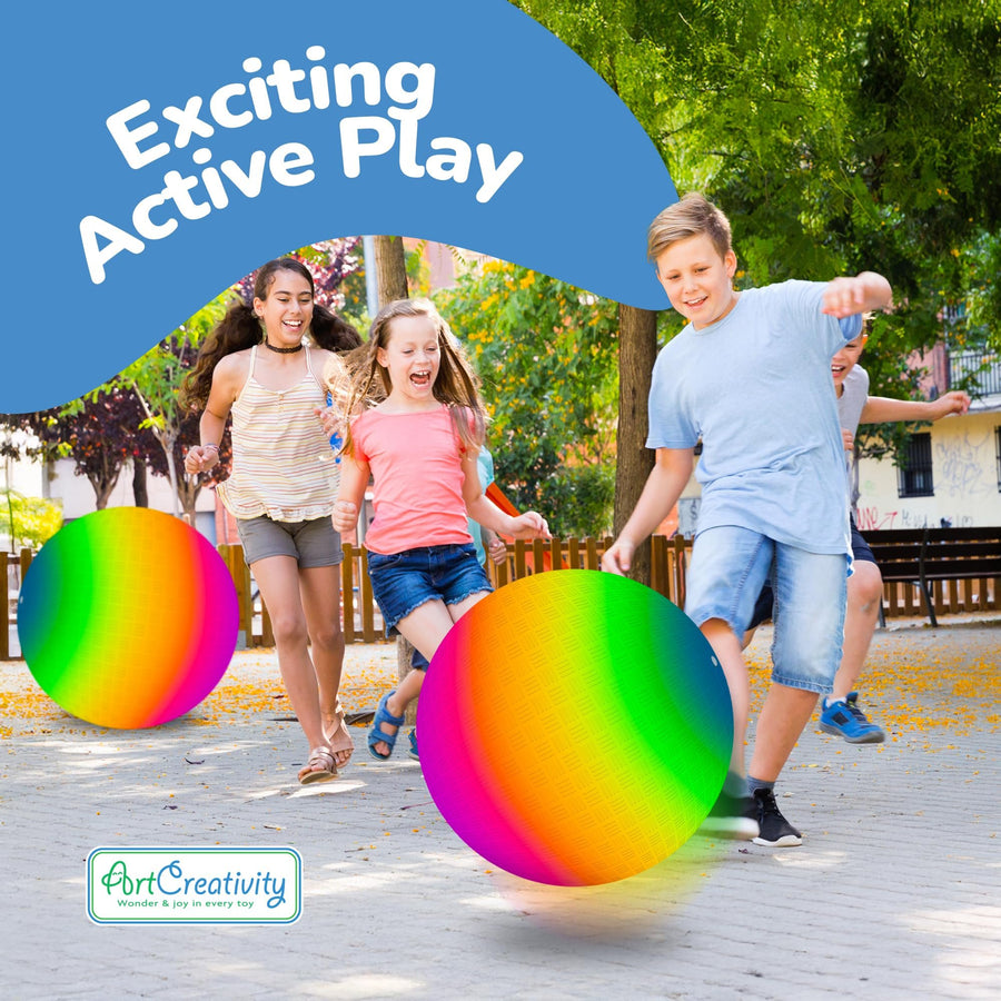 Rainbow Playground Ball for Kids with Hand Pump, 18 Inch